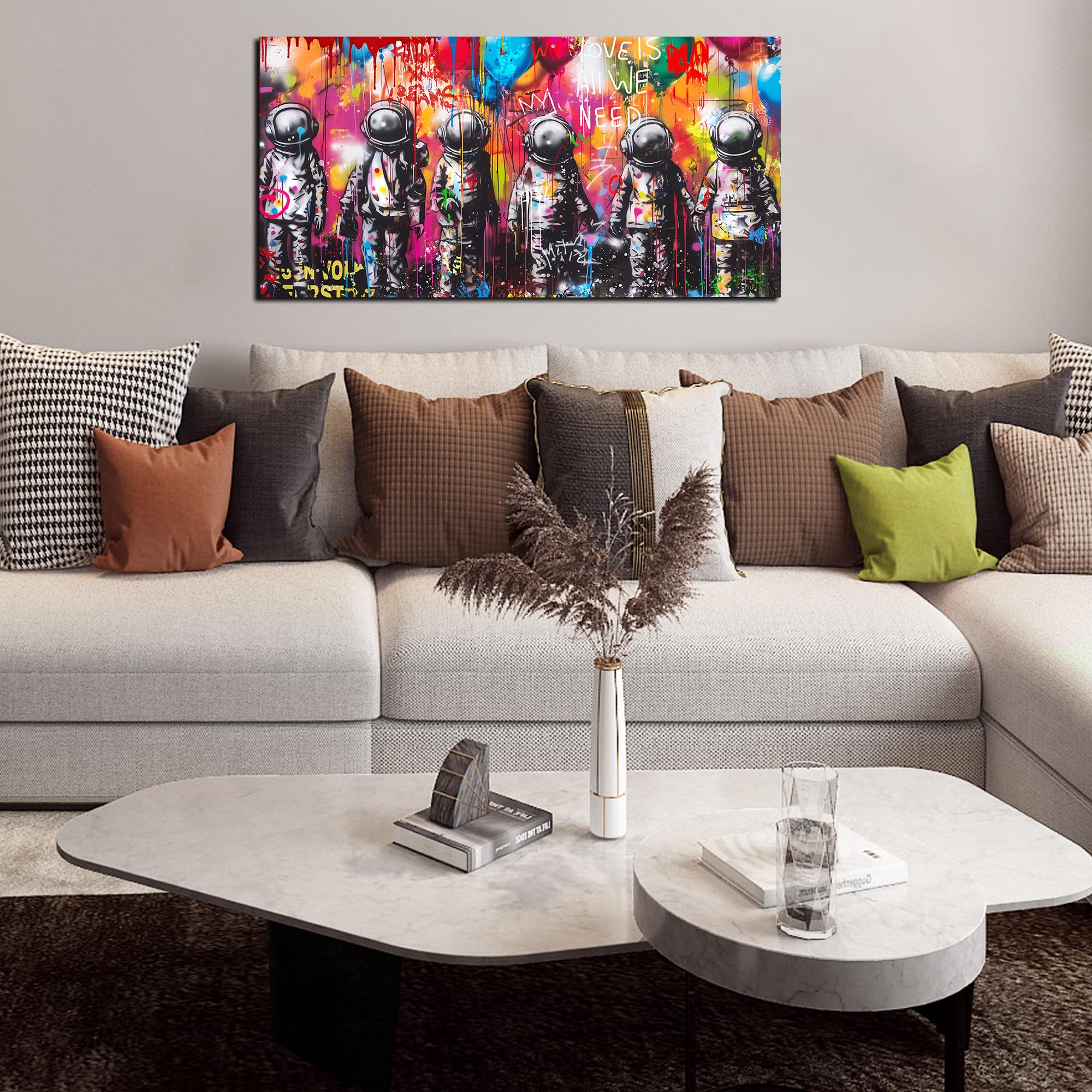 Sixttart Astronaut Wall-Art - Big Graffiti Art Wall Decor - Space Posters Wall Decor For Bedroom Teen Girl Ready To Hang Size 30