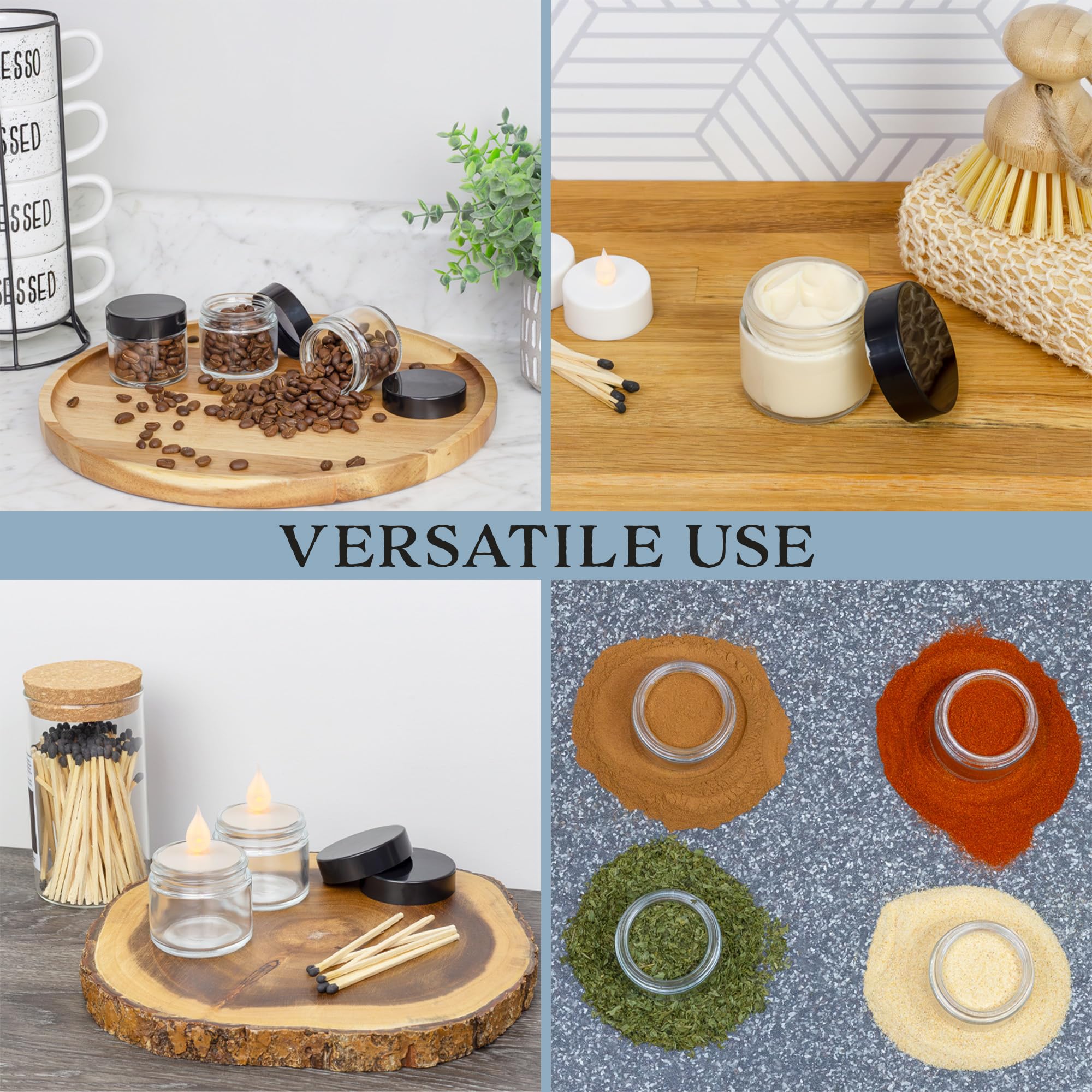 Cornucopia Brands 2Oz Straight Sided Clear Glass Jars (12 Pack), Airtight Cosmetic Jars For Creams, Balms & Aromatherapy