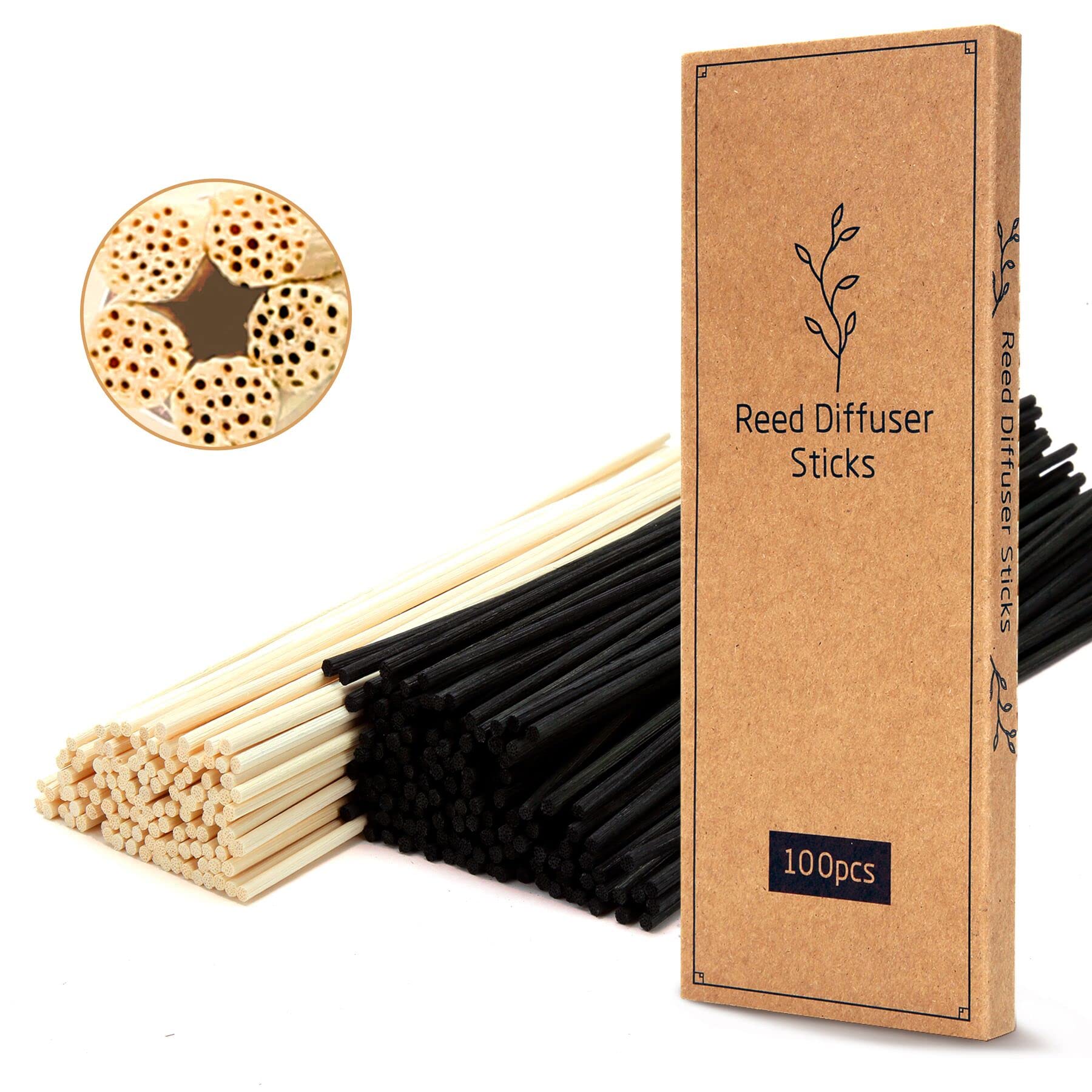 Tc 100Pcs Reed Diffuser Sticks,10 Inch Natural Rattan Wood Sticks,Diffuser Refills,Essential Oil Aroma Diffuser Replacements Sti