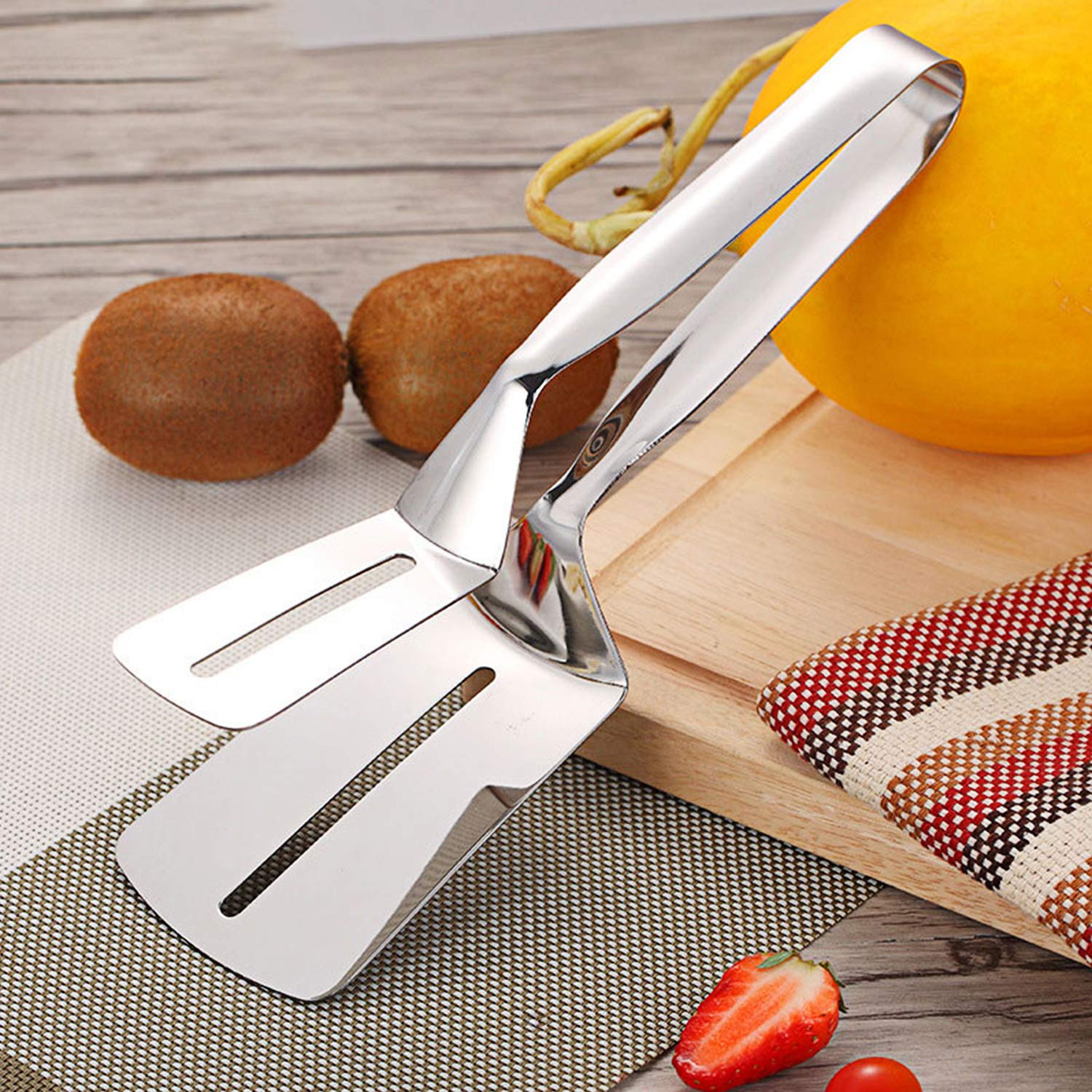 Aoosy Steak Clamps, 3-In-1 Cooking Tong, Double Sided Spatula, 10 Inch Multifunctional Stainless Steel Food Flipping Spatula Ton
