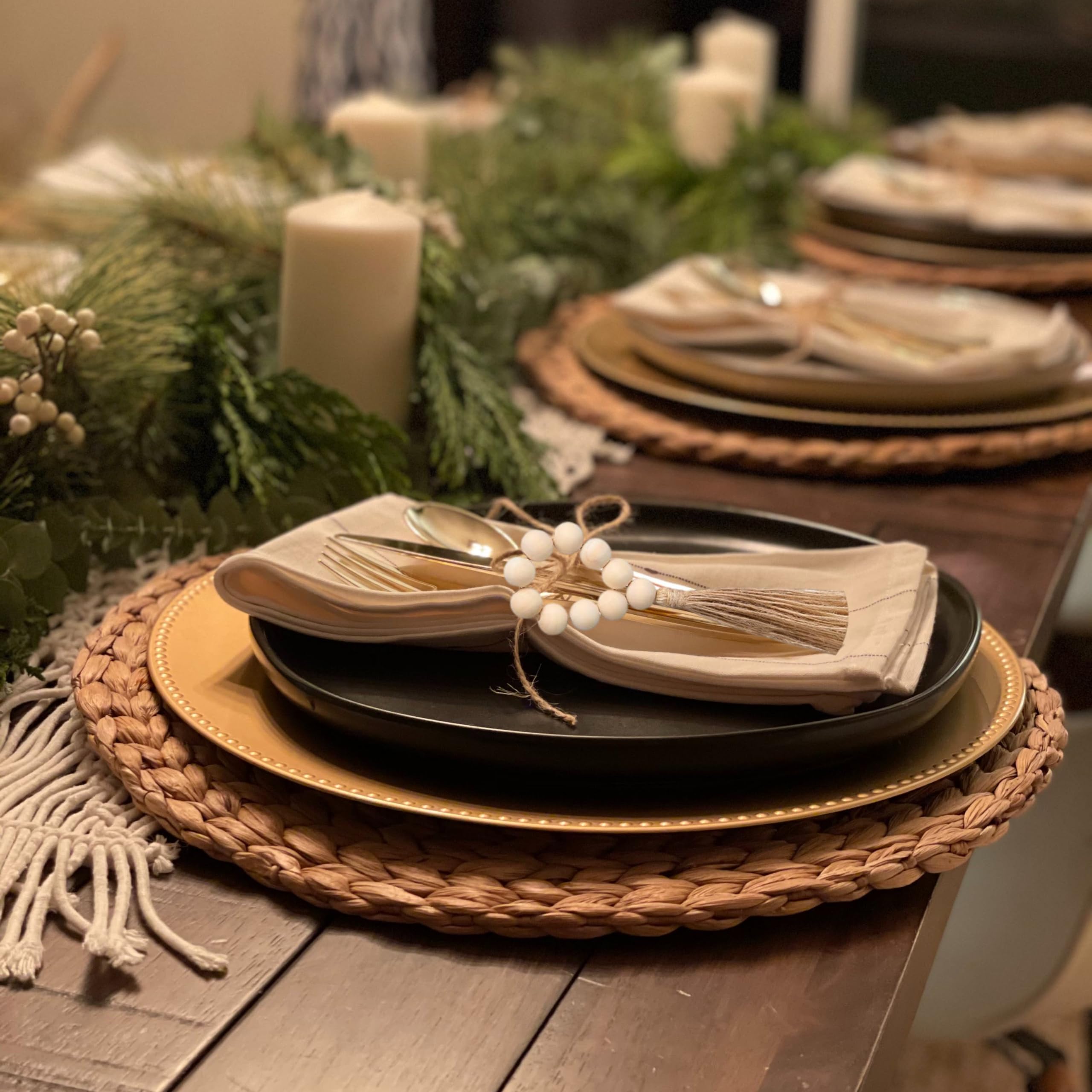 Woven Seagrass Placemats Set Of 6, 13'' Boho Round Woven Natural Placemats, Wicker Placemats, Rattan Placemats, Braided Plate Ch