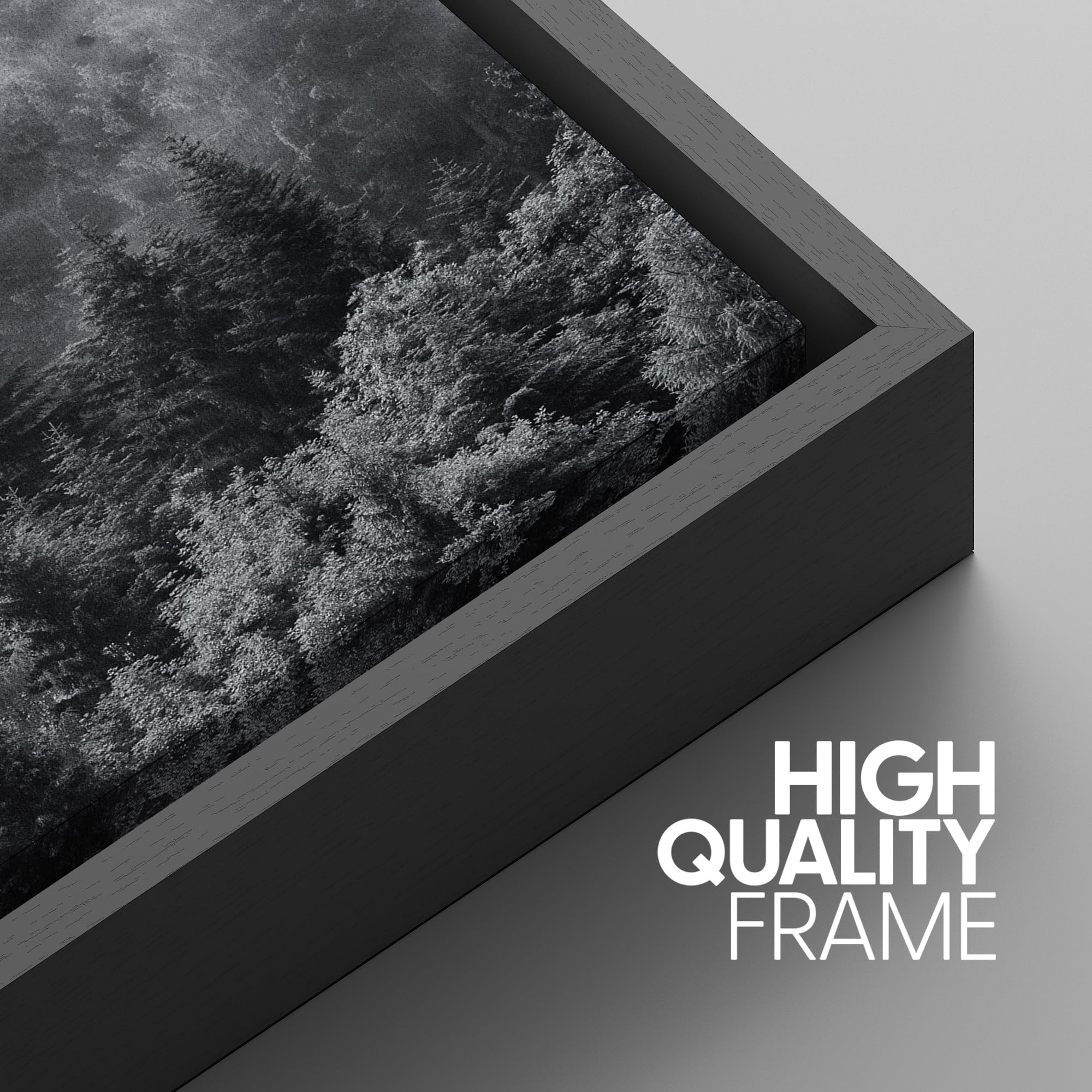 Signwin Framed Canvas Print Wall Art Set Black & White Misty Mountain Forest Nature Wilderness Photography Modern Art Chic Lands