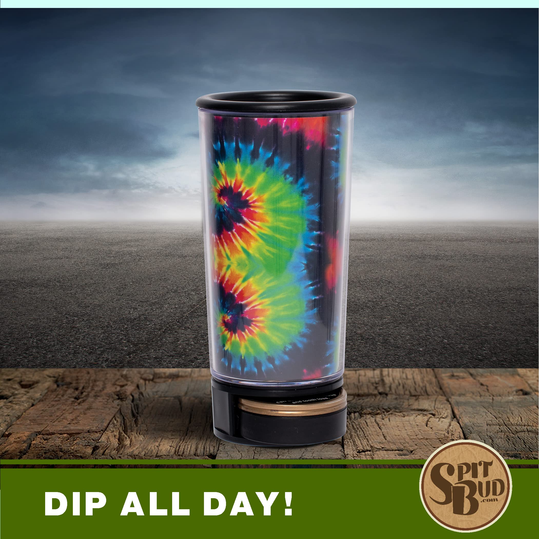 Tie Dye By Spit Bud - The Ultimate Spittoon For Chew - Portable Dip & Snuff Cup With Lid, Pop Tab, Spill-Proof Funnel, Can Cutte