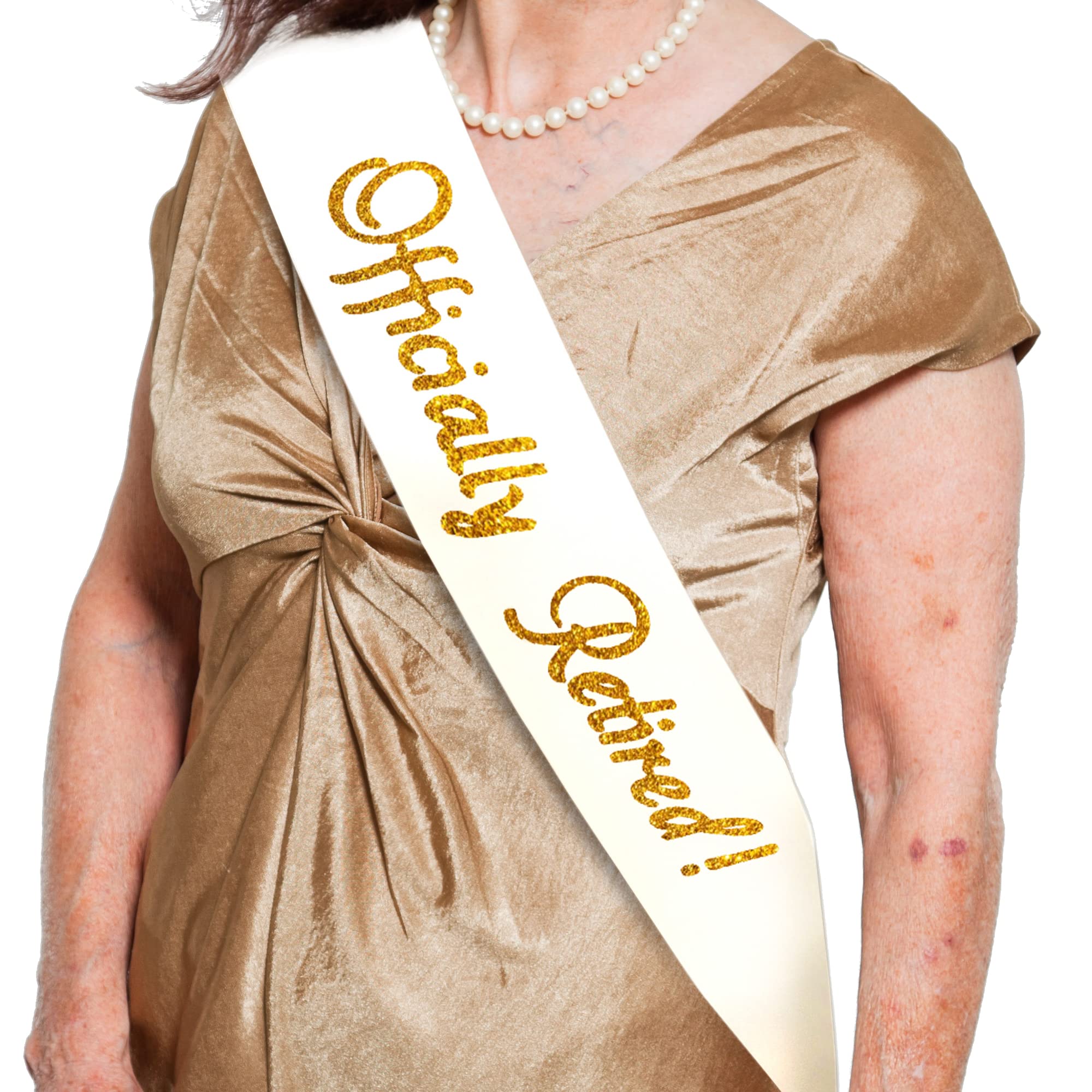 Officially Retired Celebration Sash - Elegant Retirement Sash For Women And Men With Oversized Safety Pin. Perfect For Retiremen
