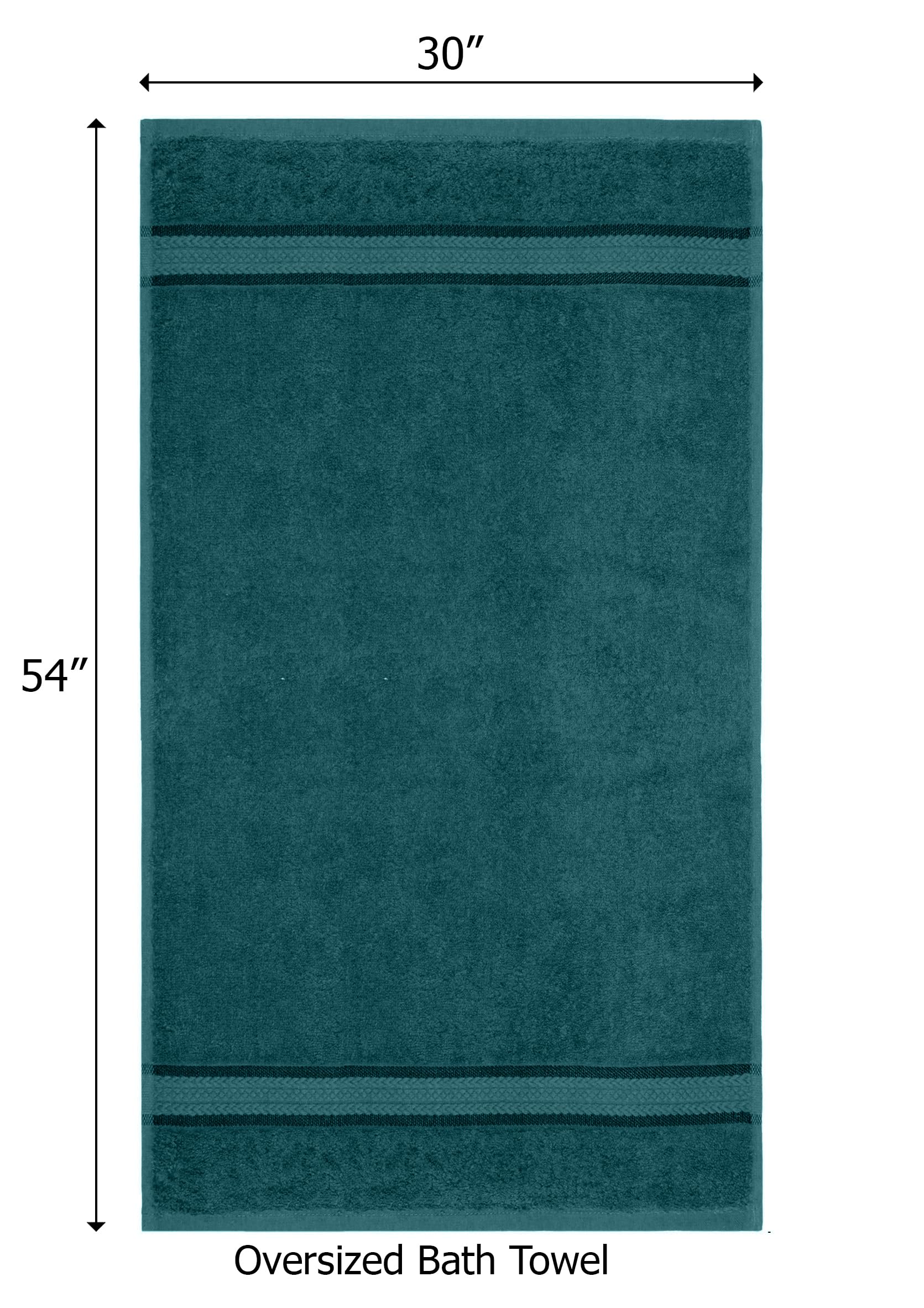 Cotton Craft Ultra Soft 4 Pack Oversized Extra Large Bath Towels 30X54 Teal Weighs 22 Ounces - 100% Pure Ringspun Cotton - Luxur