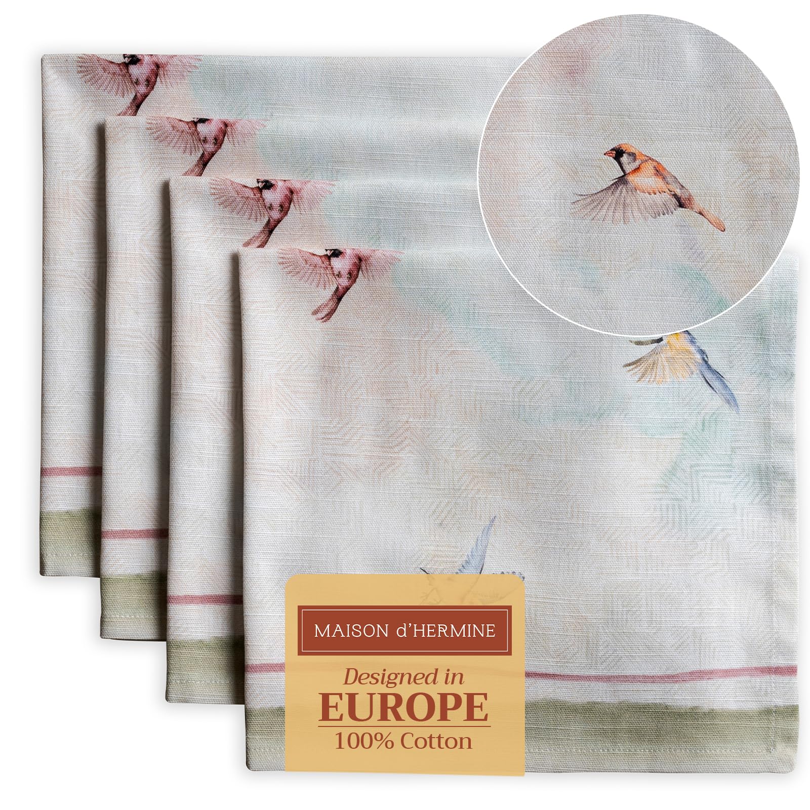 Maison D Hermine Napkin 100% Cotton 20Inch X 20Inch Decorative Washable Cloth Napkins Table Napkin For Gifts, Dining, Kitchen, P