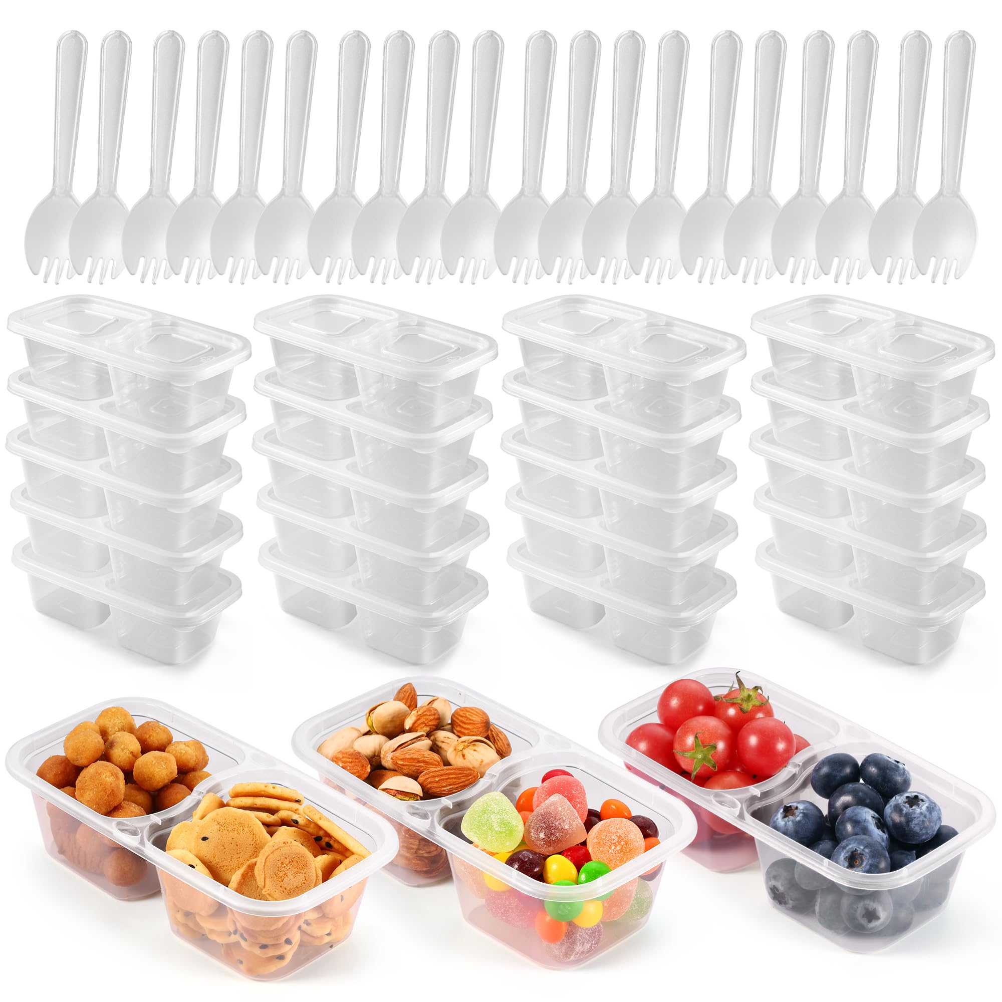 WEST STORY 20 Set Snack Containers with Lids & Spoons, Transparent