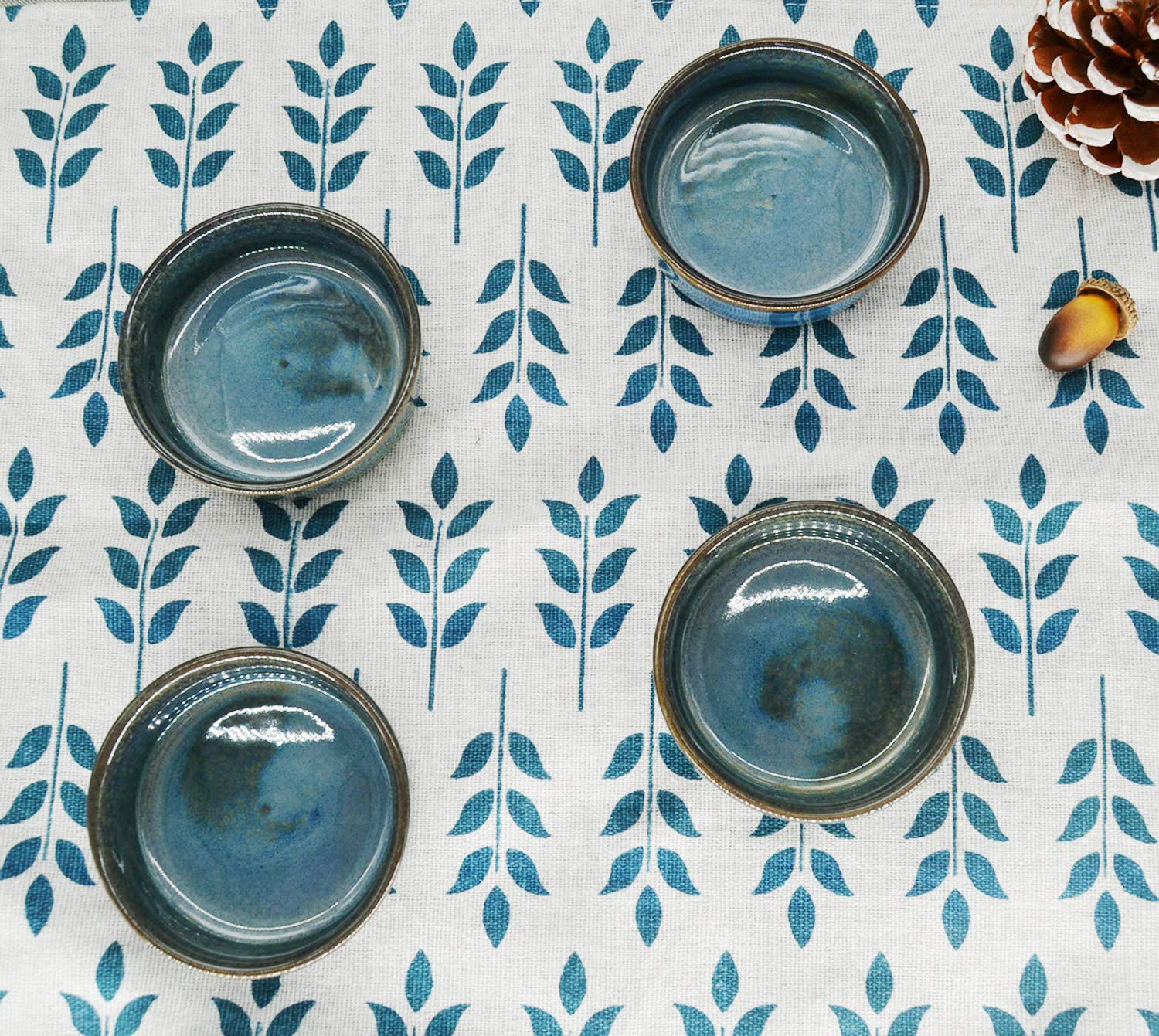 Colias Wing 3.5 Inch Vintage Style Kiln Glazed Ceramic Side Dishes Korean Bowls Seasoning Dishes Soy Dipping Sauce Dishes-Set Of