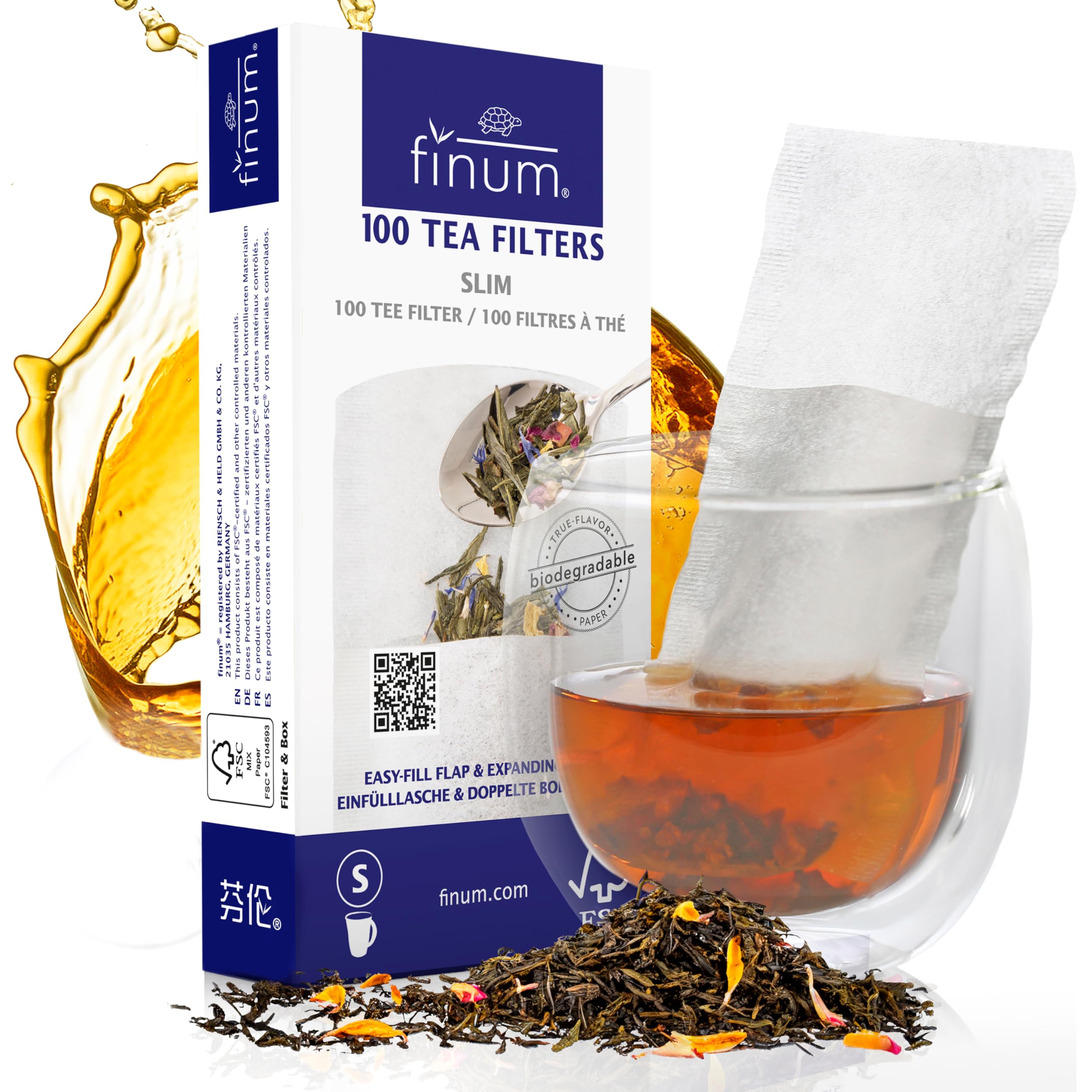 RSVP International Endurance Finium Collection Loose Leaf Tea Filter, Small Bags, 100 Count, Flip Top