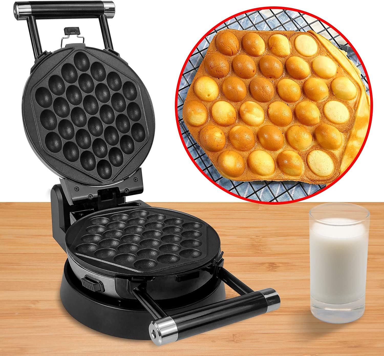 Health And Home 3-In-1 Waffle, Omelet, Egg Waffle Maker, 3 Removable Nonstick Baking Plates, Upgraded 360 Rotating Belgian Maker