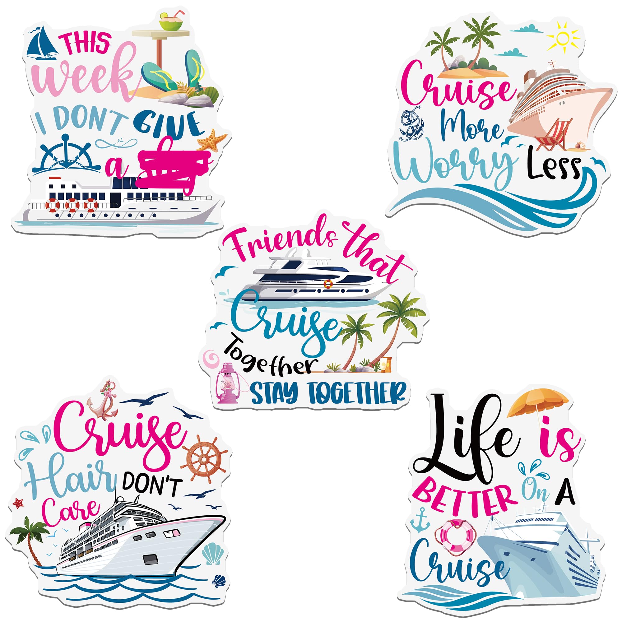 Cruise Door Decorations Magnetic, 5 Pcs Funny Cruise Magnets, Friends Theme Cabin Door Signs Fridge Magnets for Vacation Travel
