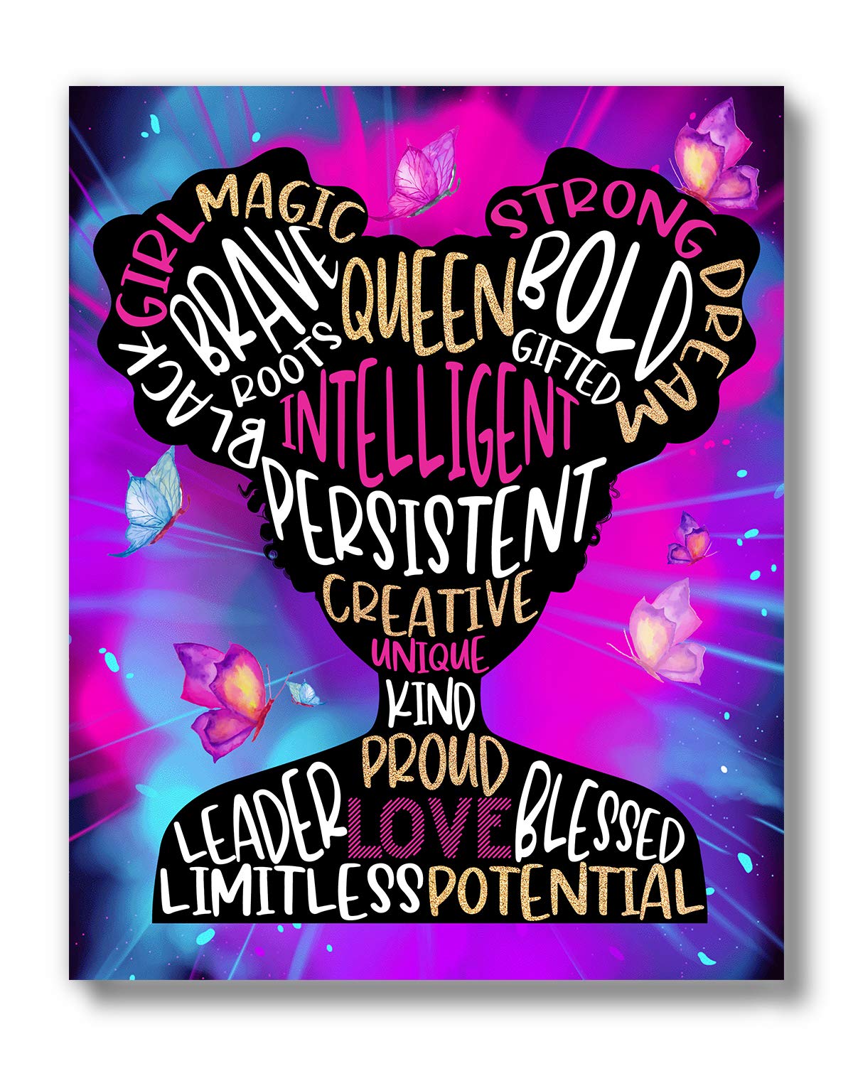 Brooke & Vine African American Black Girl Woman Wall Decor Gift Art Prints (Unframed 8 X 10) Teen Tween Girl Room Inspirational