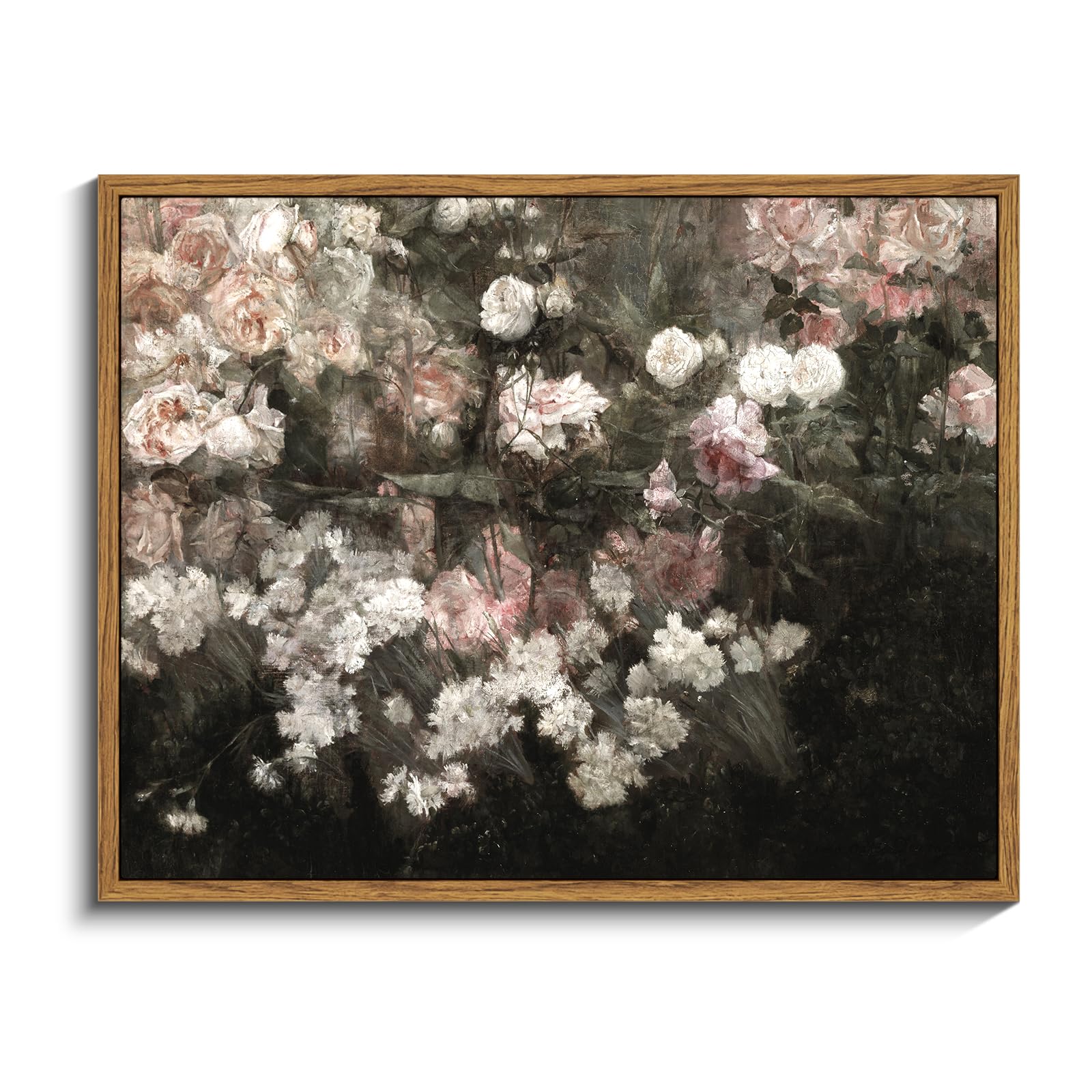 Insimsea Framed Canvas Wall Art Vintage Decor, Home Decor Garden In May Flower Wall Art Aesthetic Room Decor, Rustic Wall Decor