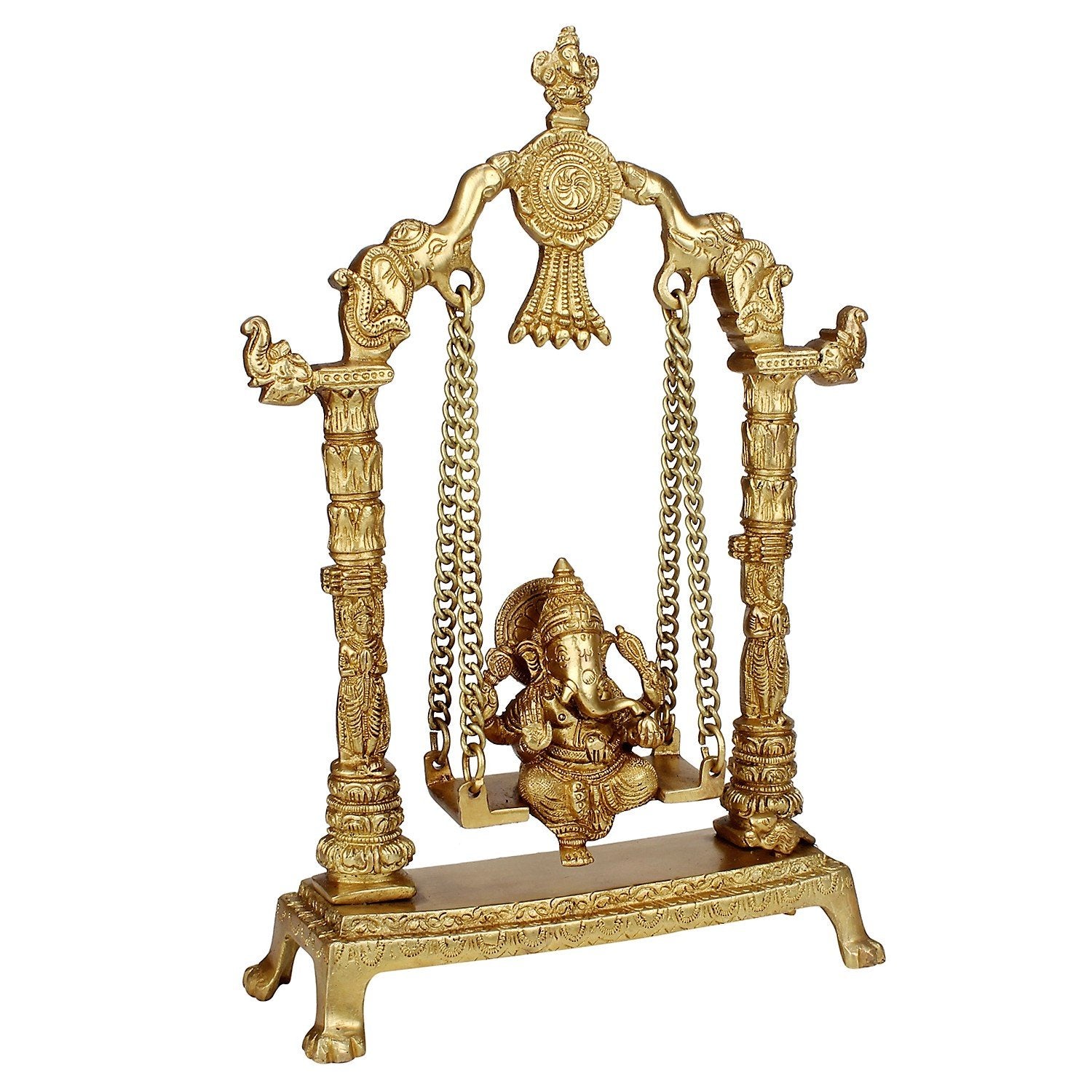 Artvarko Brass Lord Ganesha Bhagwan On Swing Brass Ganesh Idol Ganpati On Swing Jhoola Jhula For Home Dcor Office Gift