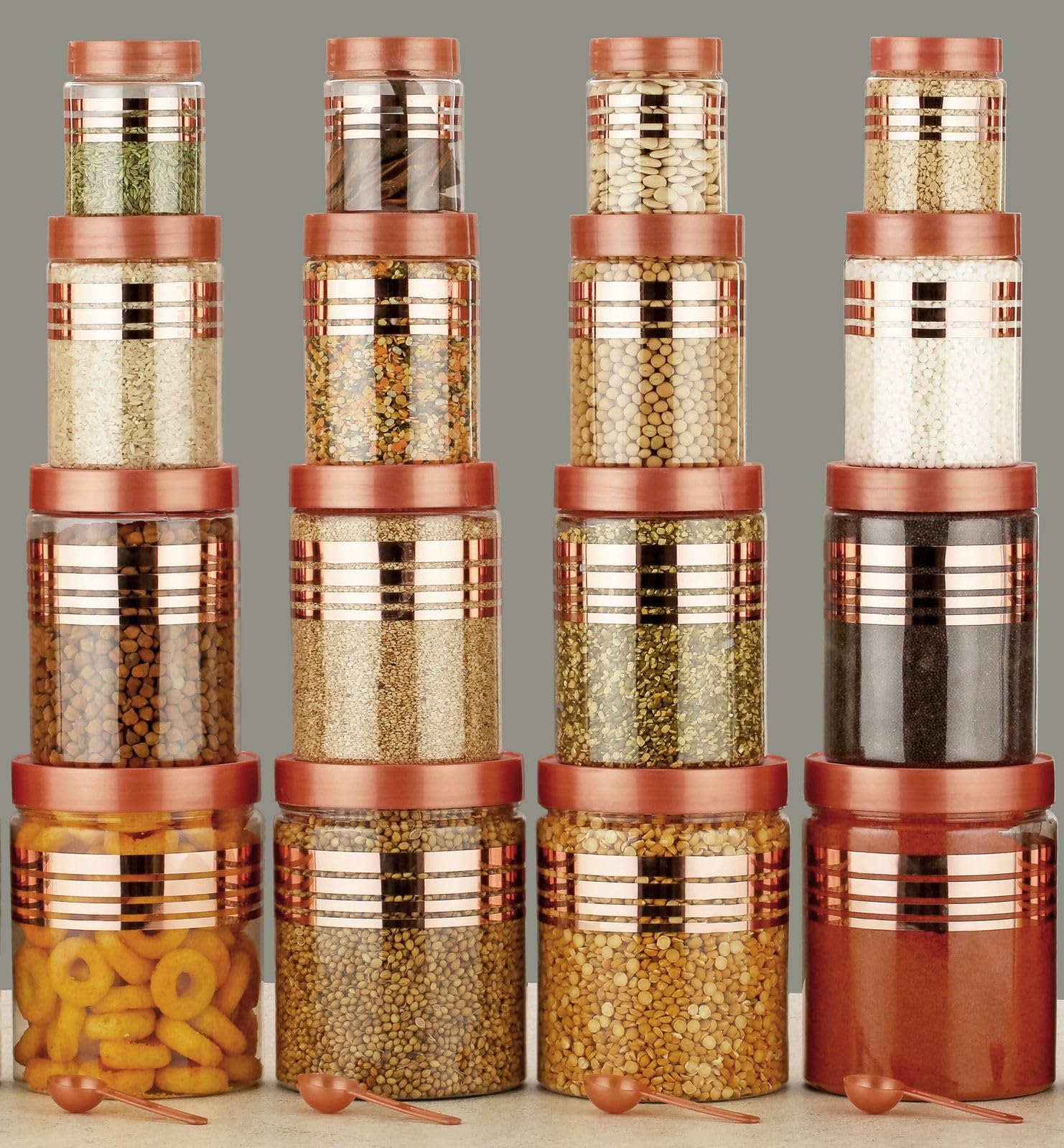 Mahantonlinestore Kitchen Storage Container Set Of 16 | Airtight Food Storage Containers With Lids & Spoons For Grains, Pulses, 