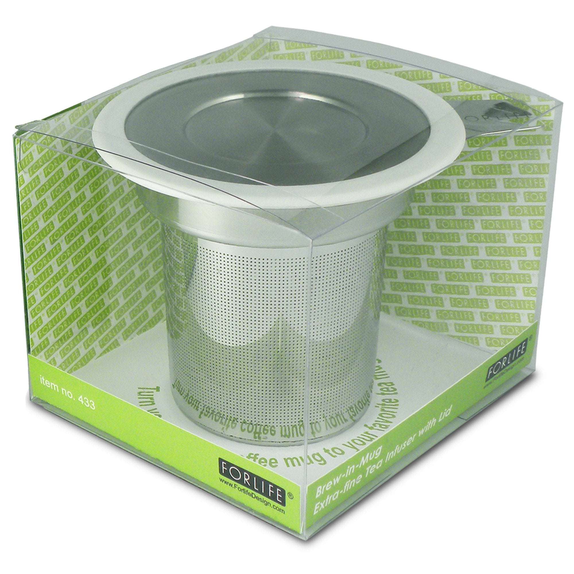 Forlife Brew-In-Mug Extra-Fine Tea Infuser With Lid, White