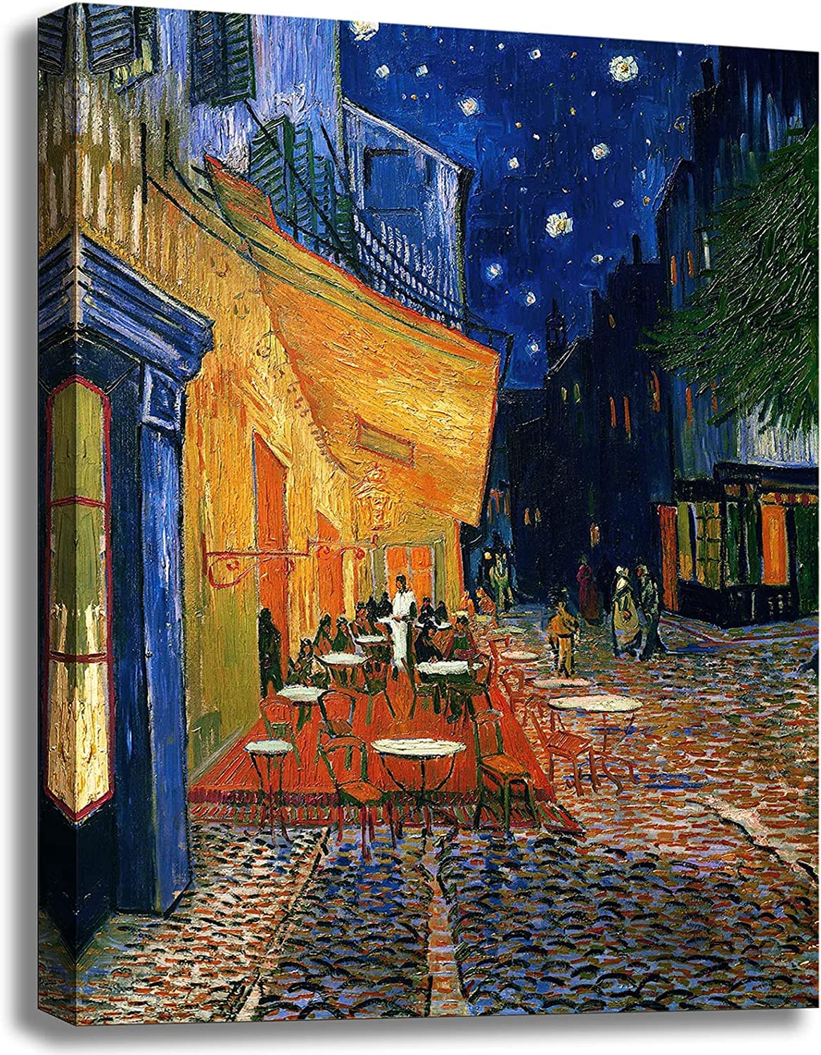 Cafe Terrace At Night By Vincent Van Gogh Canvas Wall Art, Classic Artwork Poster Print For Bedroom Bathroom Decor - 12''X15''