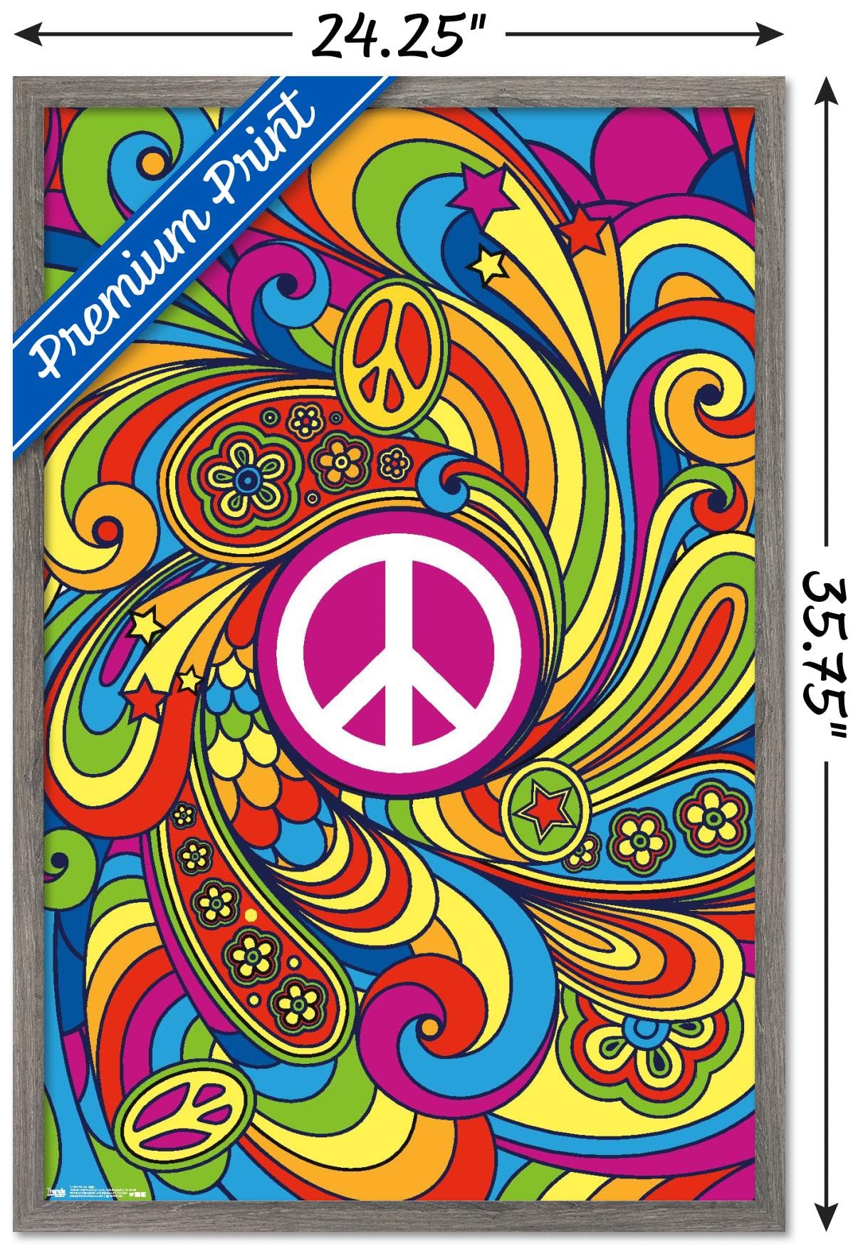 Trends International Peace Sign Wall Poster, 22.375'' X 34'', Barnwood Framed Version