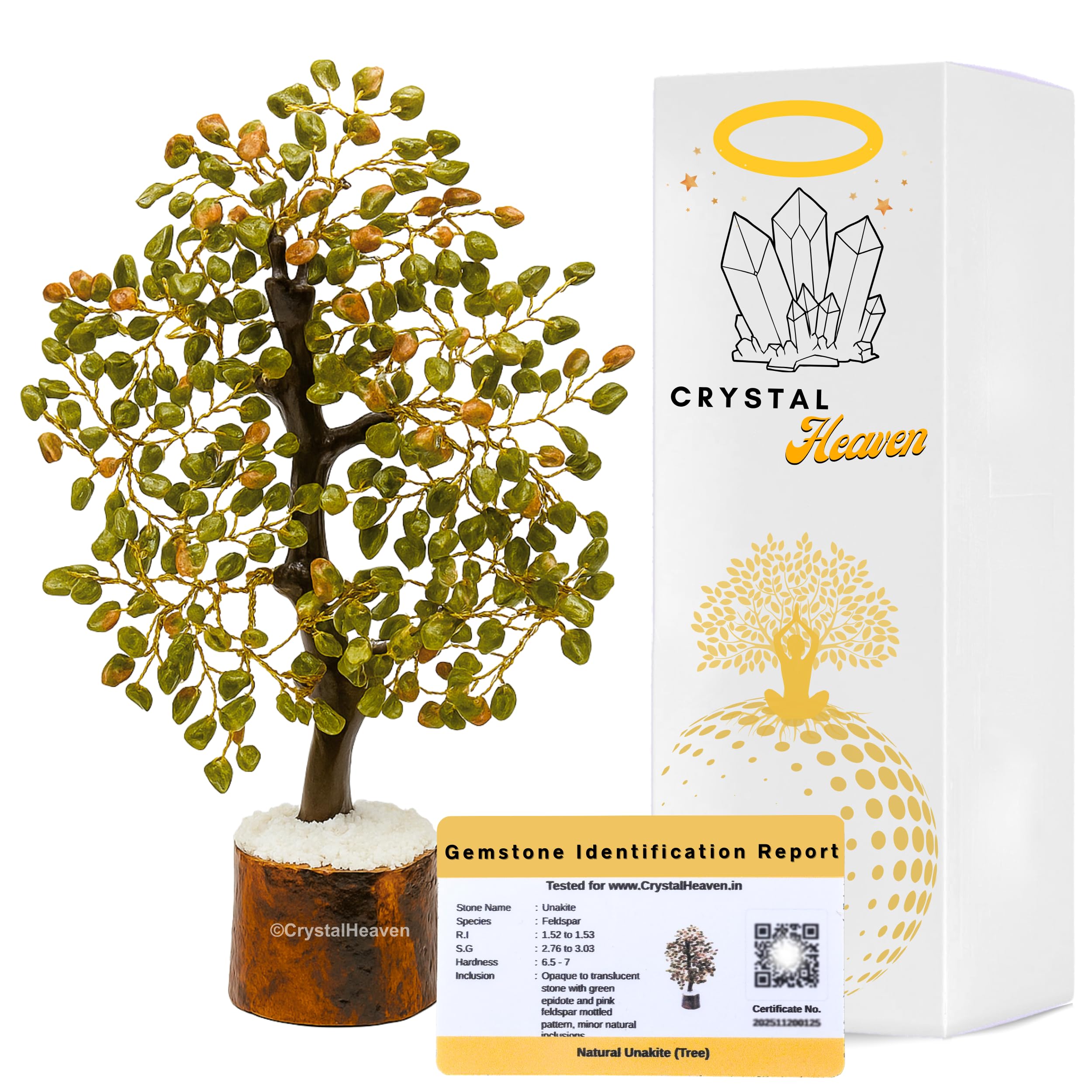 Unakite Crystal Tree For Good Luck - Healing Crystals Money Tree For Wealth, Positive Energy At Home Office - Decorative Spiritu