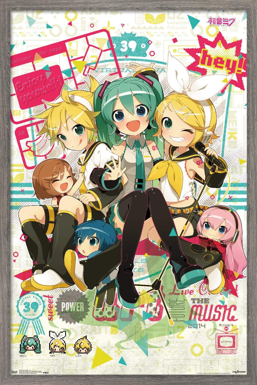 Trends International Hatsune Miku - Hey Wall Poster, 22.37'' X 34.00'', Poster & Mount Bundle
