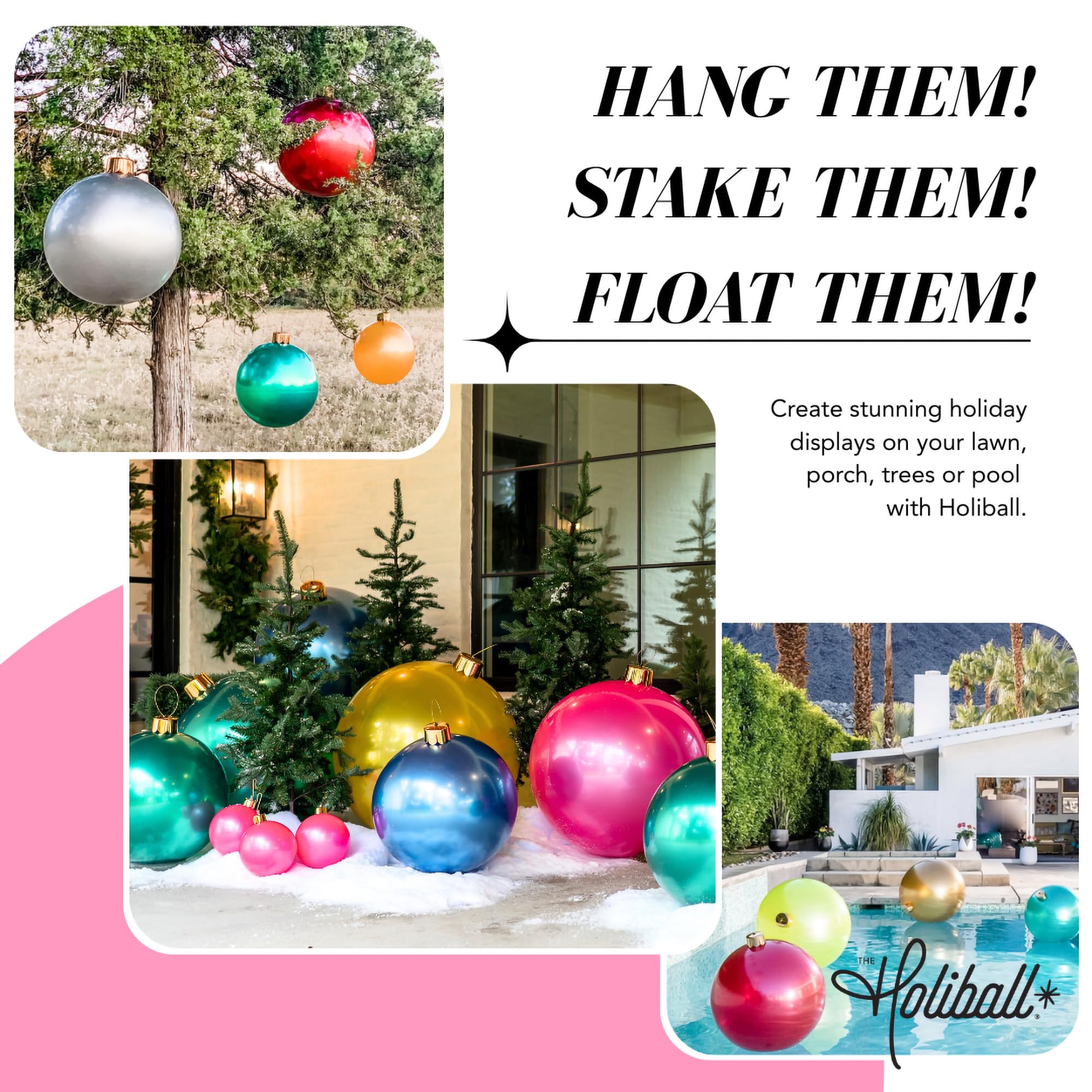 Holiball Inflatable Holiday Ornament - Ultimate Indoor/Outdoor Decoration - Reusable and Storage Friendly - for Weddings, Partie