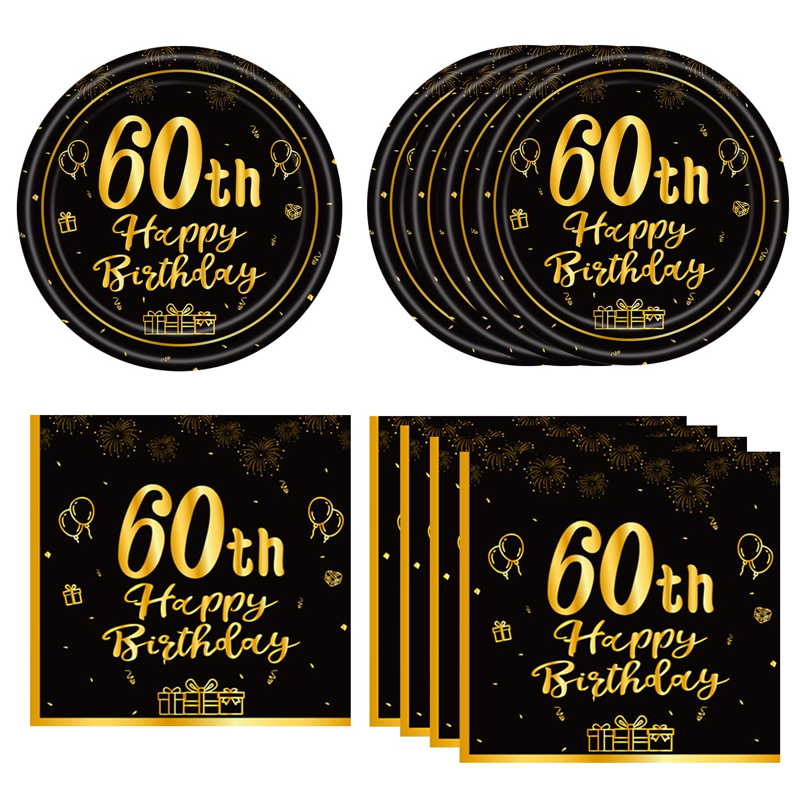 40Pcs 60Th Birthday Party Decorations 60Th Theme Birthday Party Tableware Vintage 1964 Party Supplies 60 Year Old Birthday Party