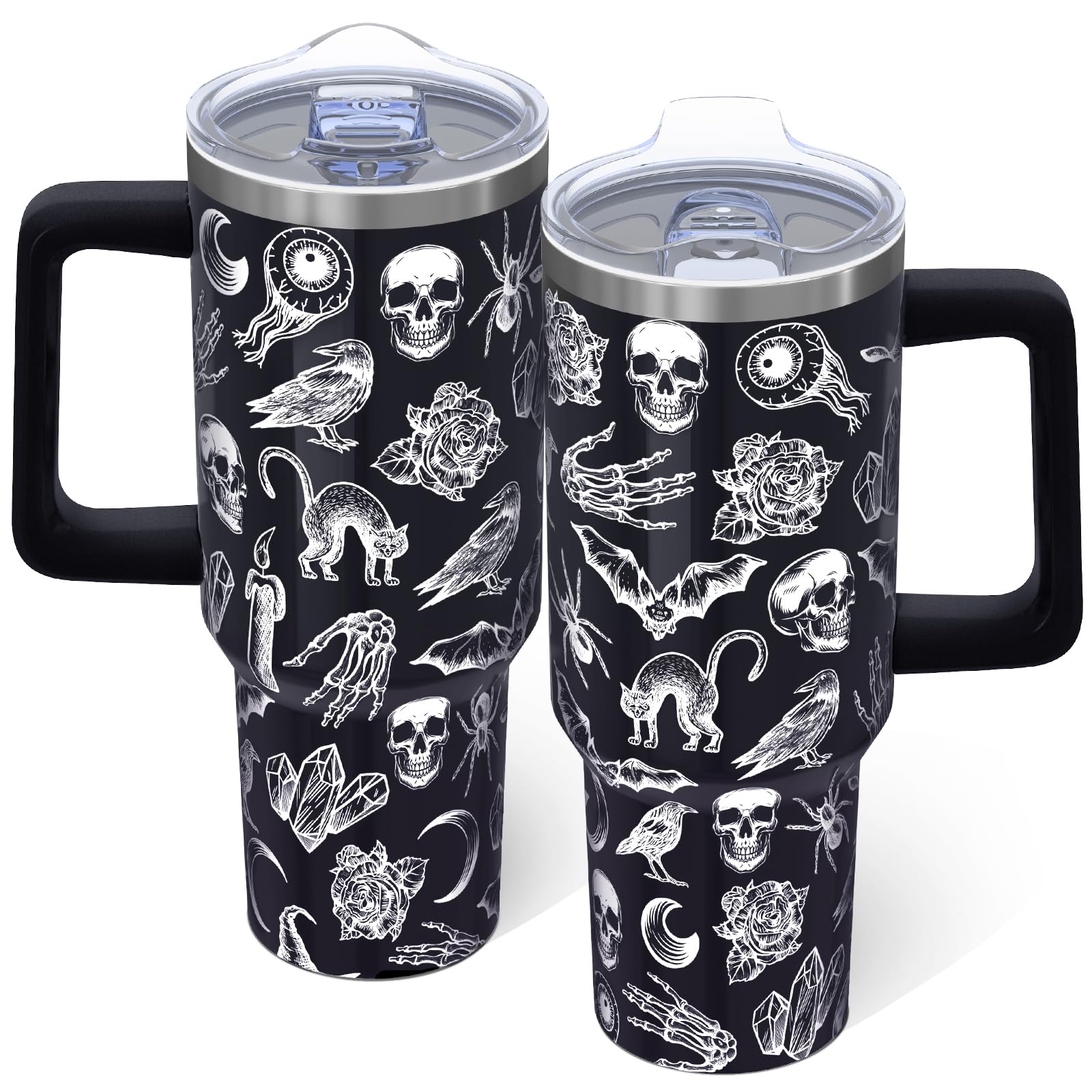 40oz Goth Halloween Tumbler with Handle Cup, Witchy Gothic Gifts for Women
