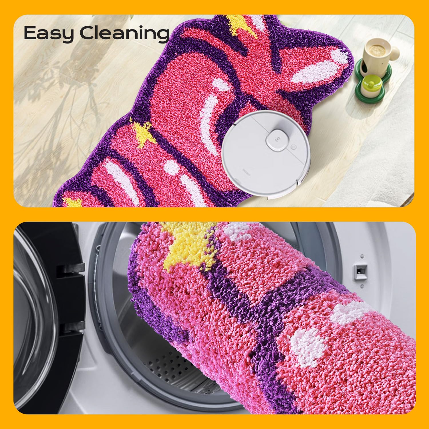 Comblue Pink Funky Cute Bathroom Rugs, Funny Bath Mat Non Slip For Bathroom Floor, Extra Soft Absorbent Plush Microfiber Cool Ru