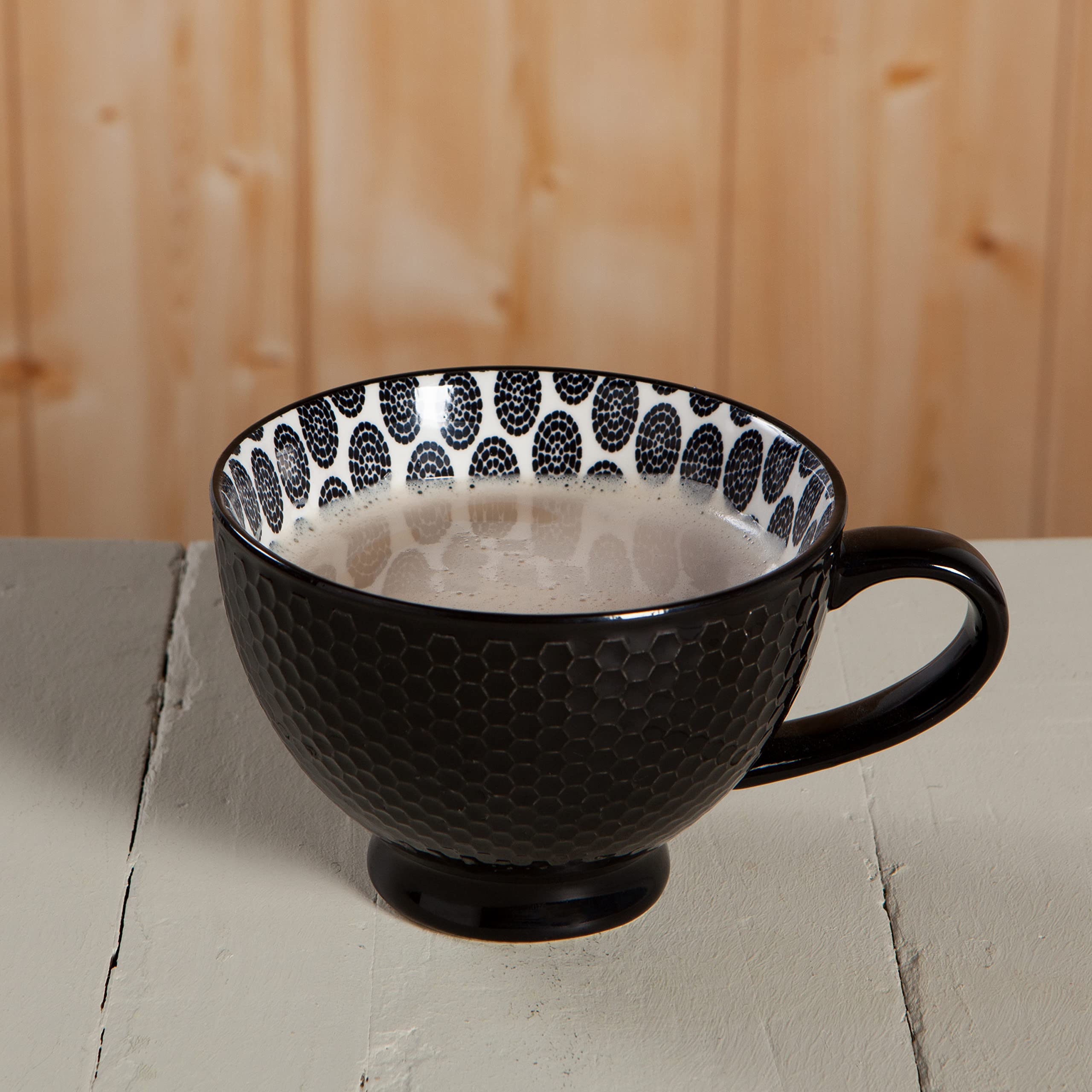 Now Designs 14 oz Textured Latte Mug, Black