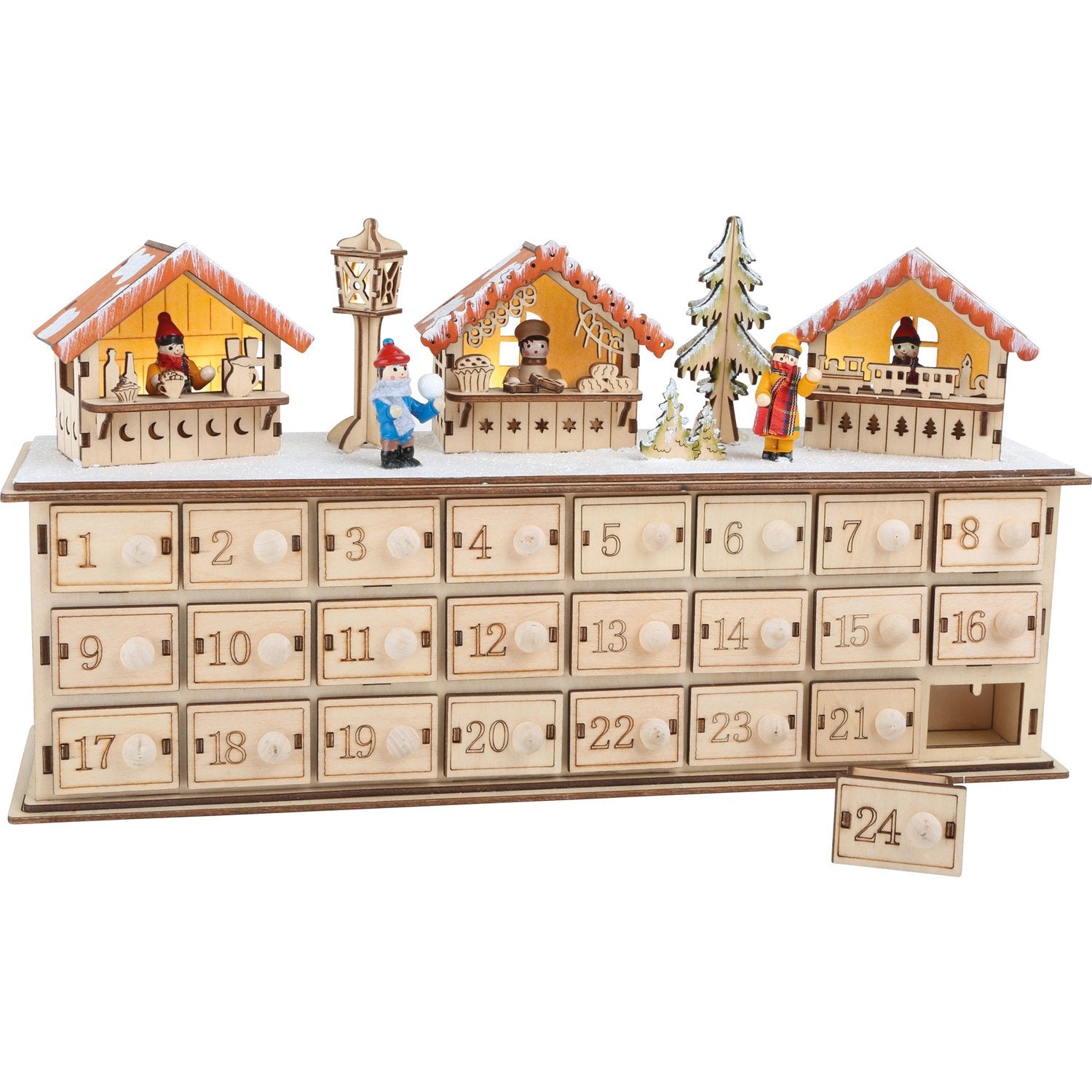 Small Foot Christmas Market Natural Wooden Advent Calendar with Illumination