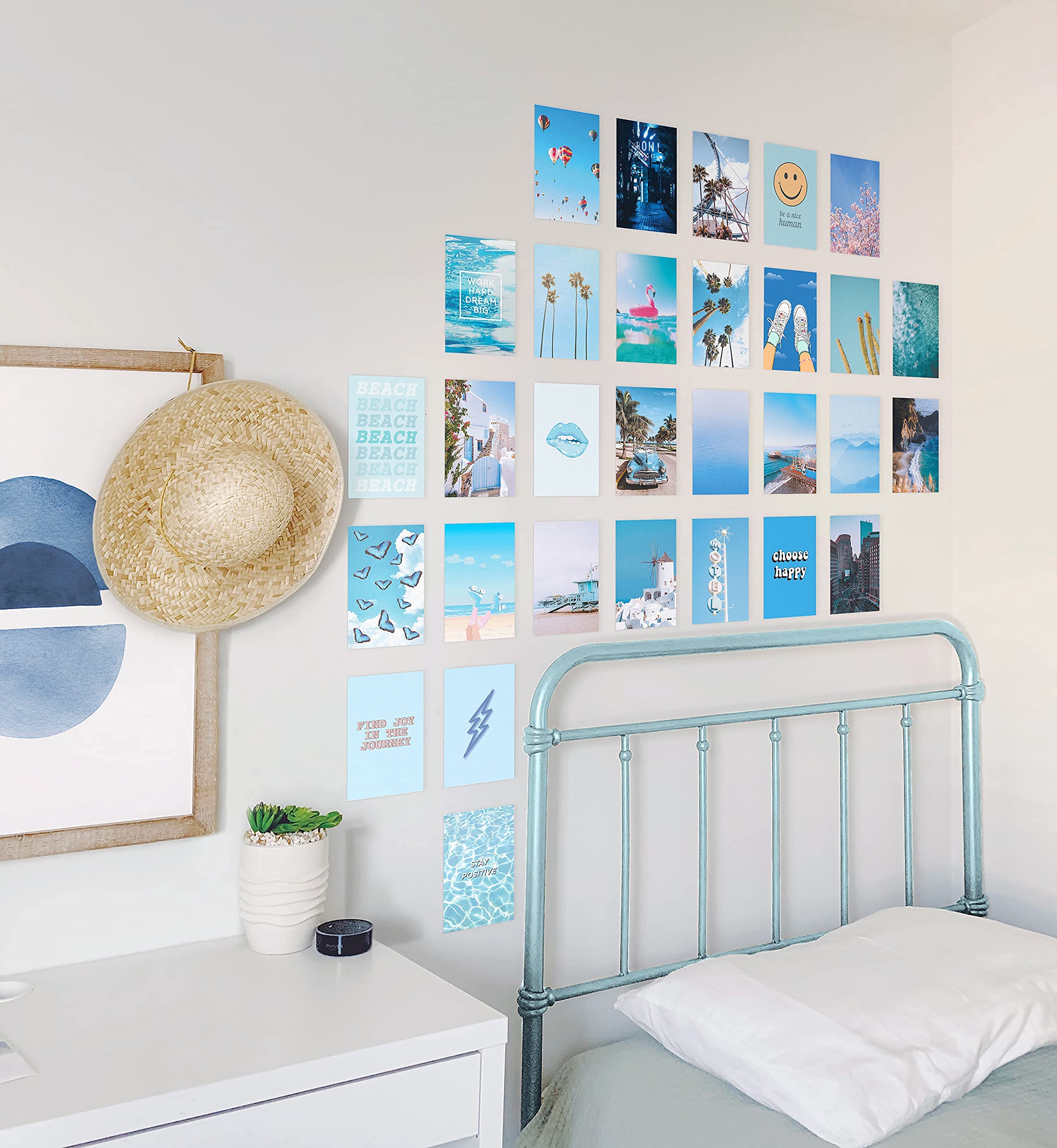 Haus And Hues Photo Collage Kit For Wall Aesthetic D  Cor Beach Aesthetic Posters & Aesthetic Pictures For Wall Collage | Blue A