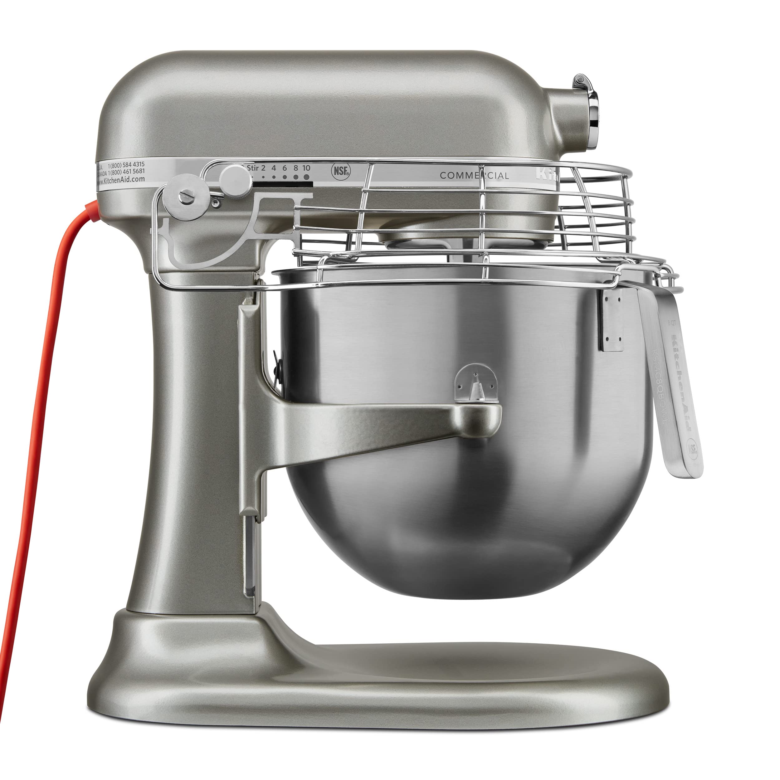 KitchenAid KSMC895CU 8-Quart Commercial Countertop Mixer with Bowl Guard, 10-Speed, Gear-Driven, Contour Silver