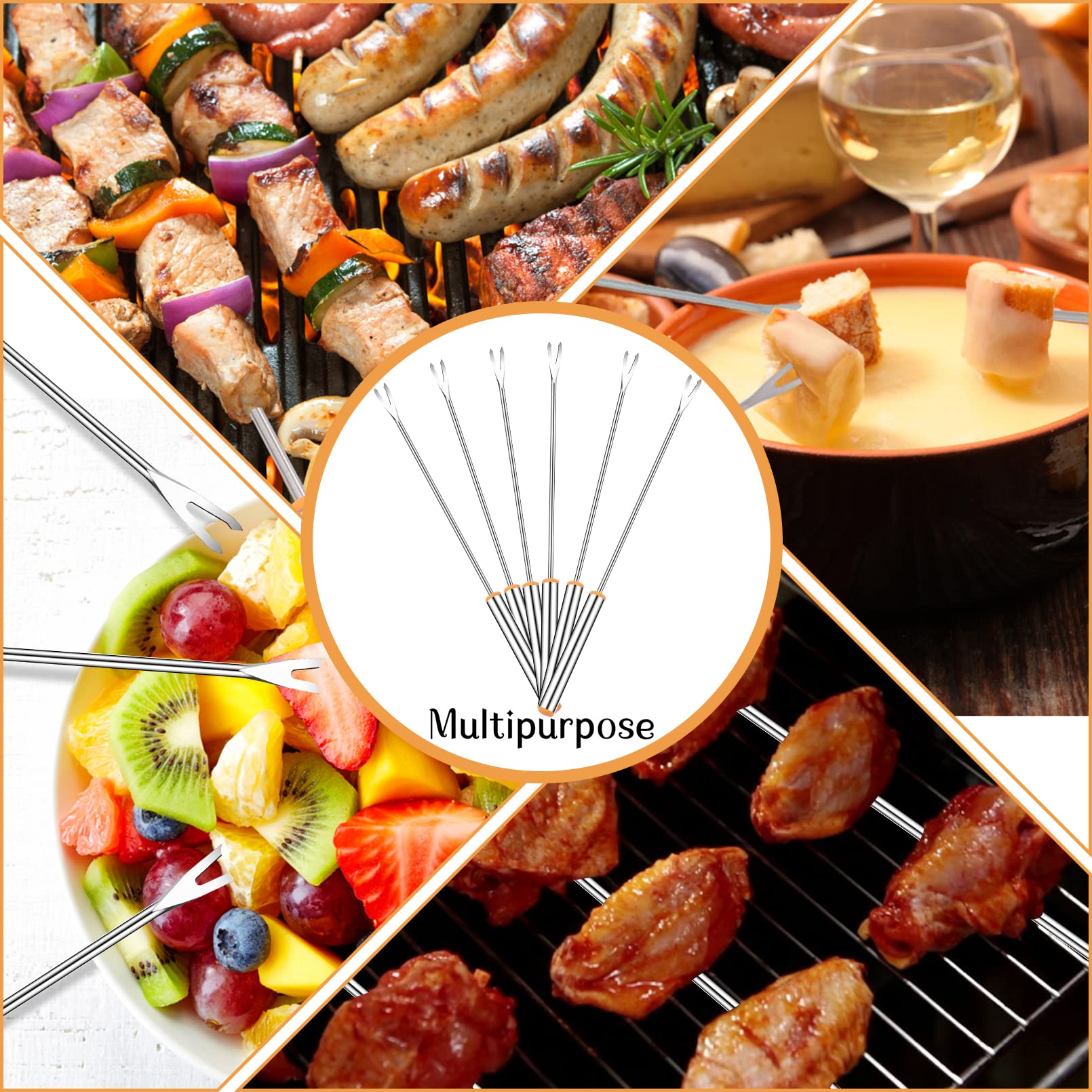 Vyndicca 18 Pcs Fondue Forks Stainless Steel,9.3Inch Color Coding Cheese Fondue Forks With Heat Resistant Handle,Fondue Sticks F