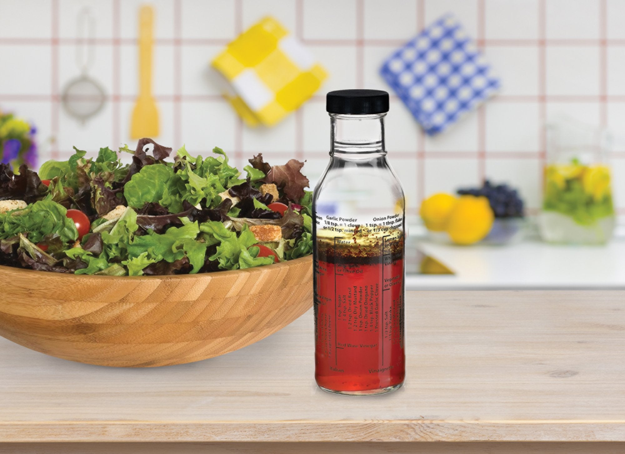 Kolder Salad Dressing Bottle, Glass, 13-Ounce, Made In The Usa, White