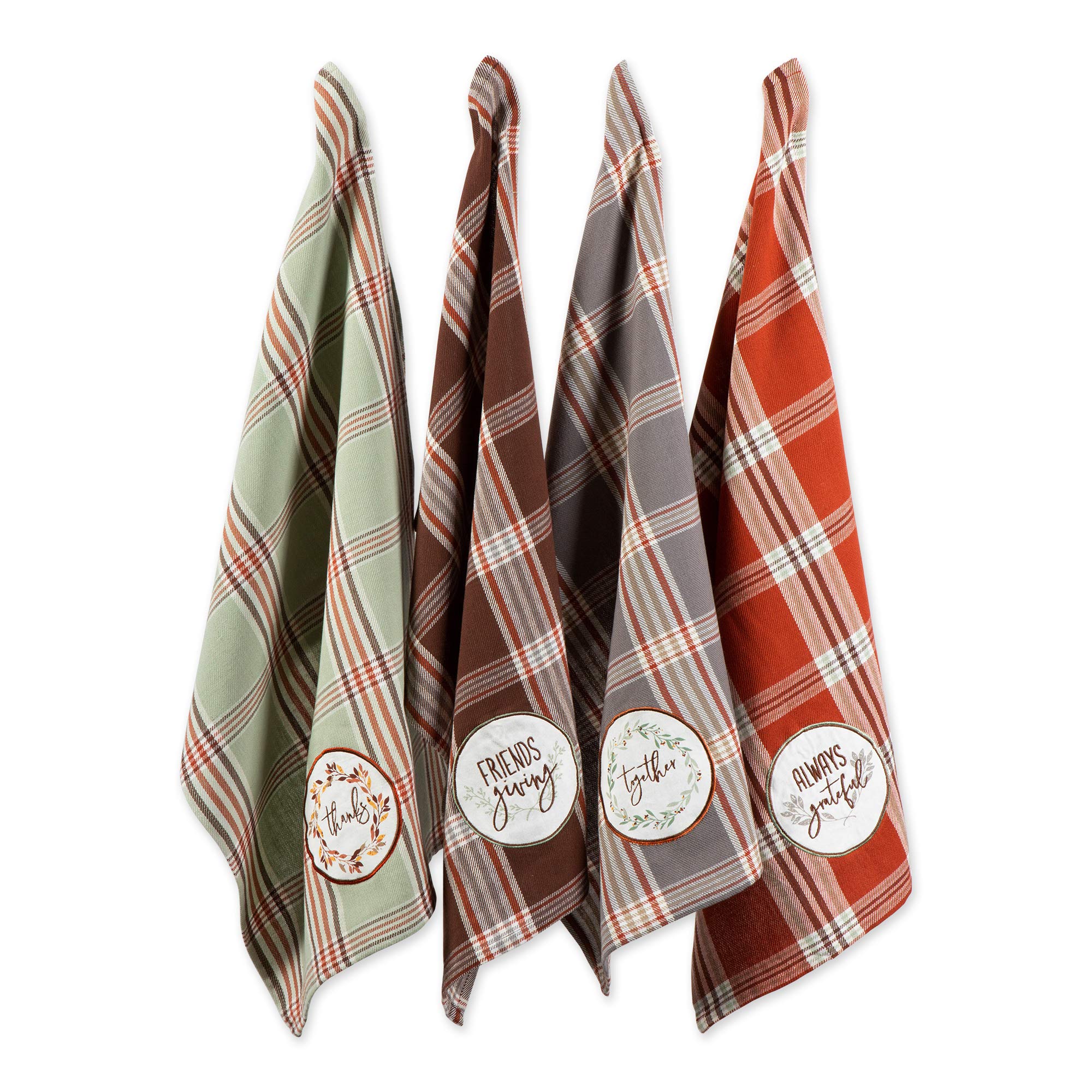DII Thanksgiving Cozy Picnic  Plaid Dishtowel Set of 4