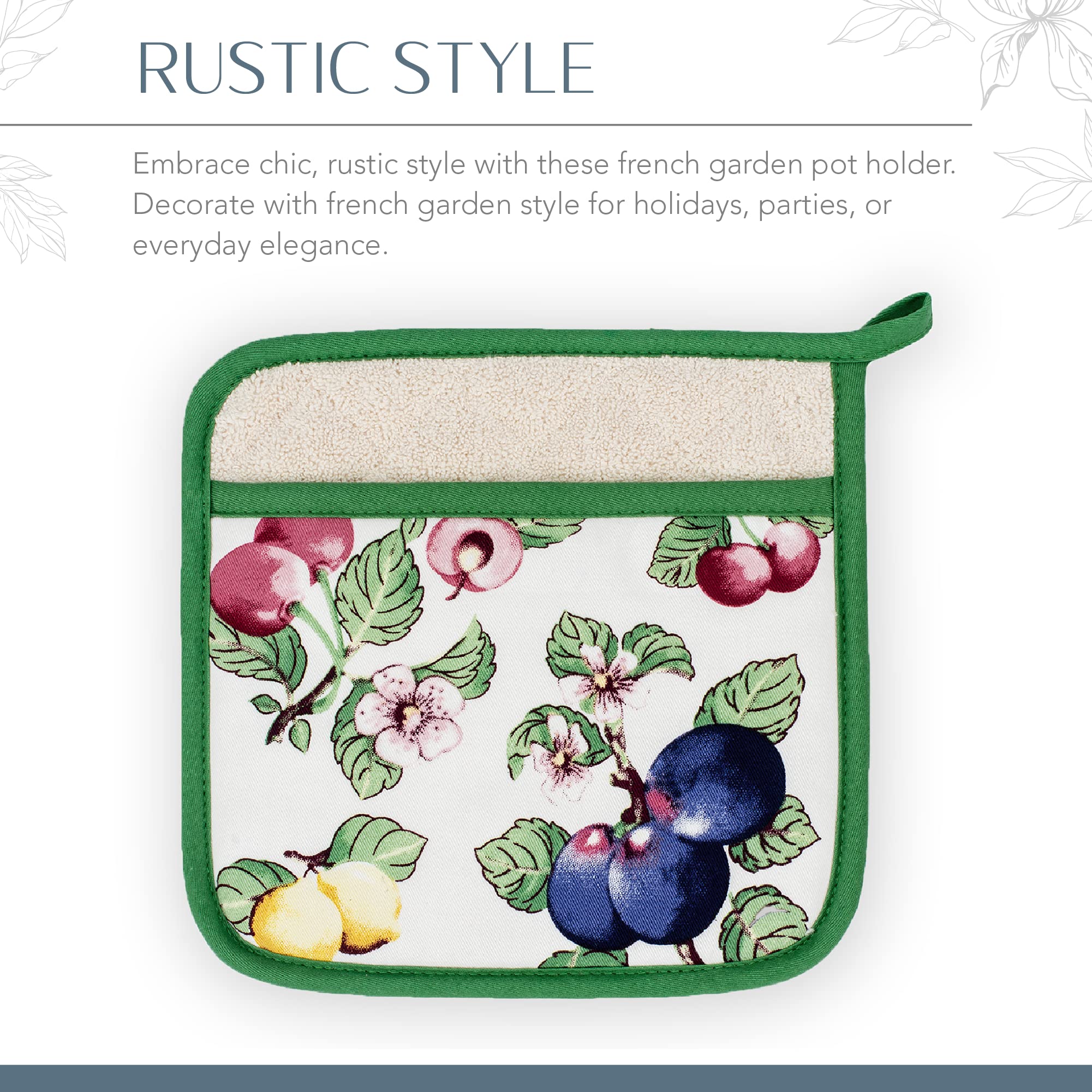 Elrene Home Fashions Villeroy & Boch French Garden Pot Holder, Pot Holder For Kitchen Use, 8''X9''