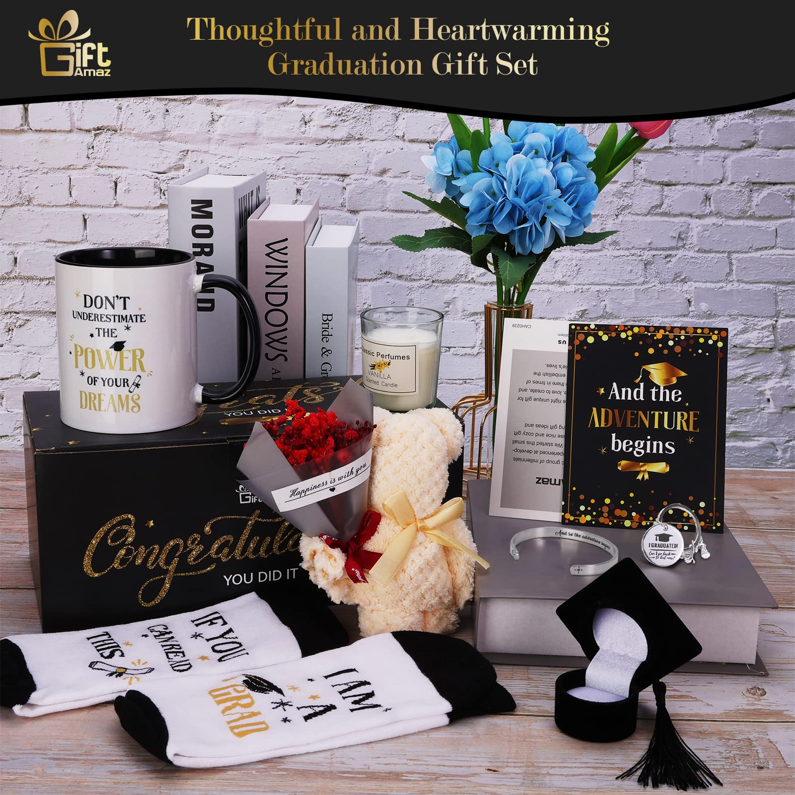 Giftamaz 2024 Graduation Gifts Set For Her, Congrats Grad Gift Basket For College Or High School Class Of 2024, Include Coffee M