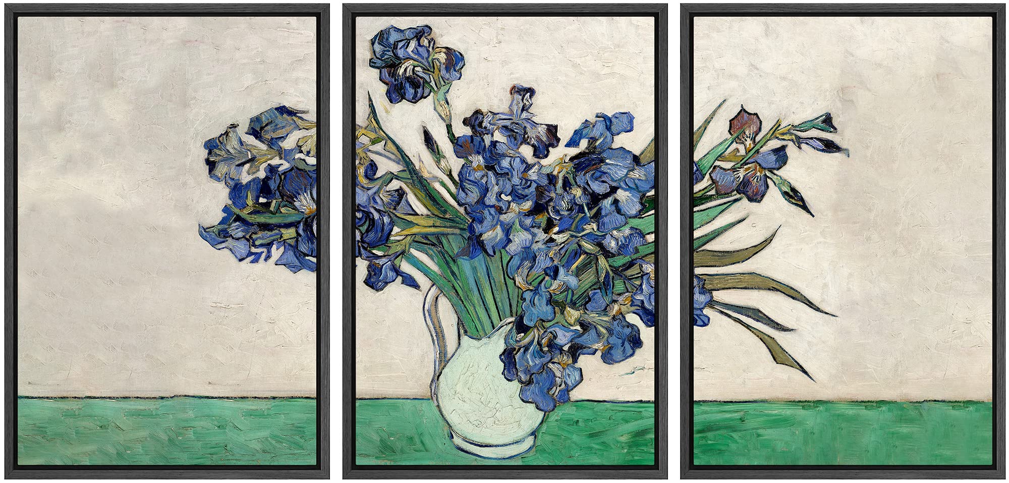 Wall26 Framed Canvas Print Wall Art Set Blue Watercolor Iris Flowers Vincent Van Gogh Classical Illustrations Fine Art Decorativ