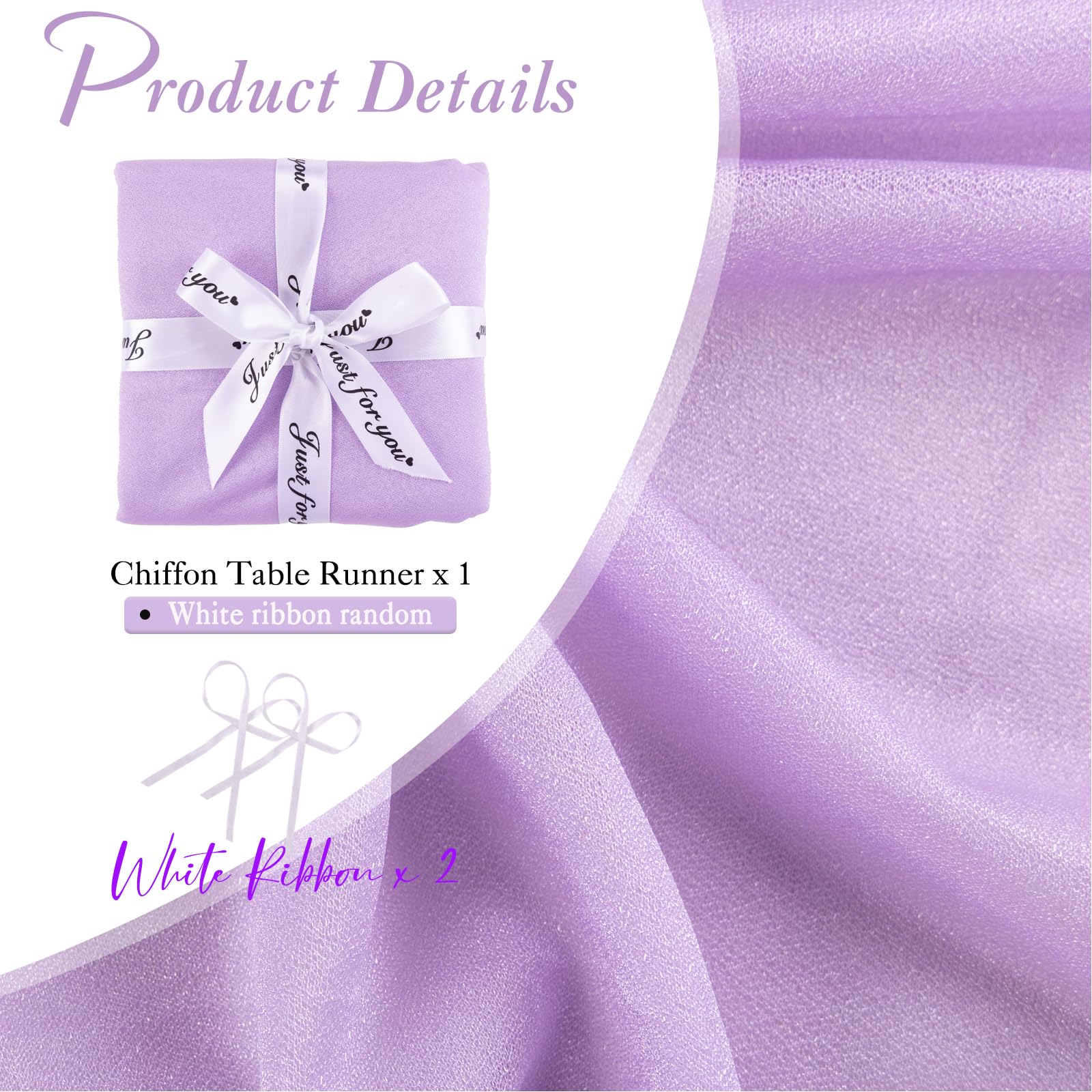 Ruiyok Lavender Chiffon Table Runner 30 X 120 Inches Romantic Sheer Fabric For Wedding Decorations, 10Ft Baby Shower And Birthda