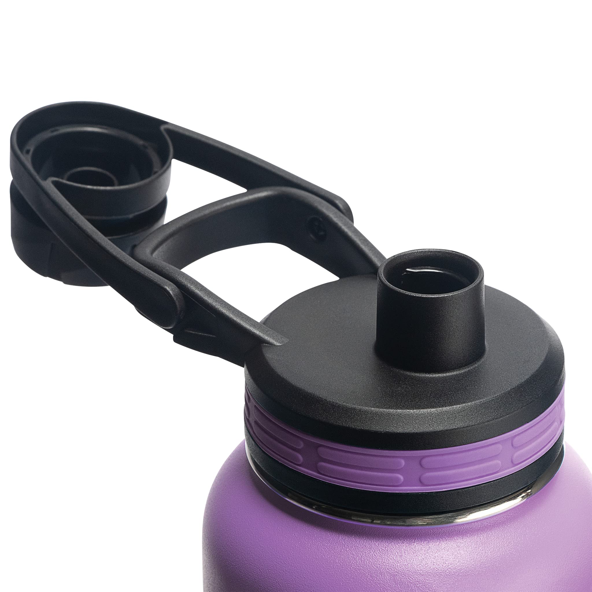 Thermoflask Double Wall Vacuum Stainless Steel Insulated Water Bottle with Two Lids  40 Ounce  Plum