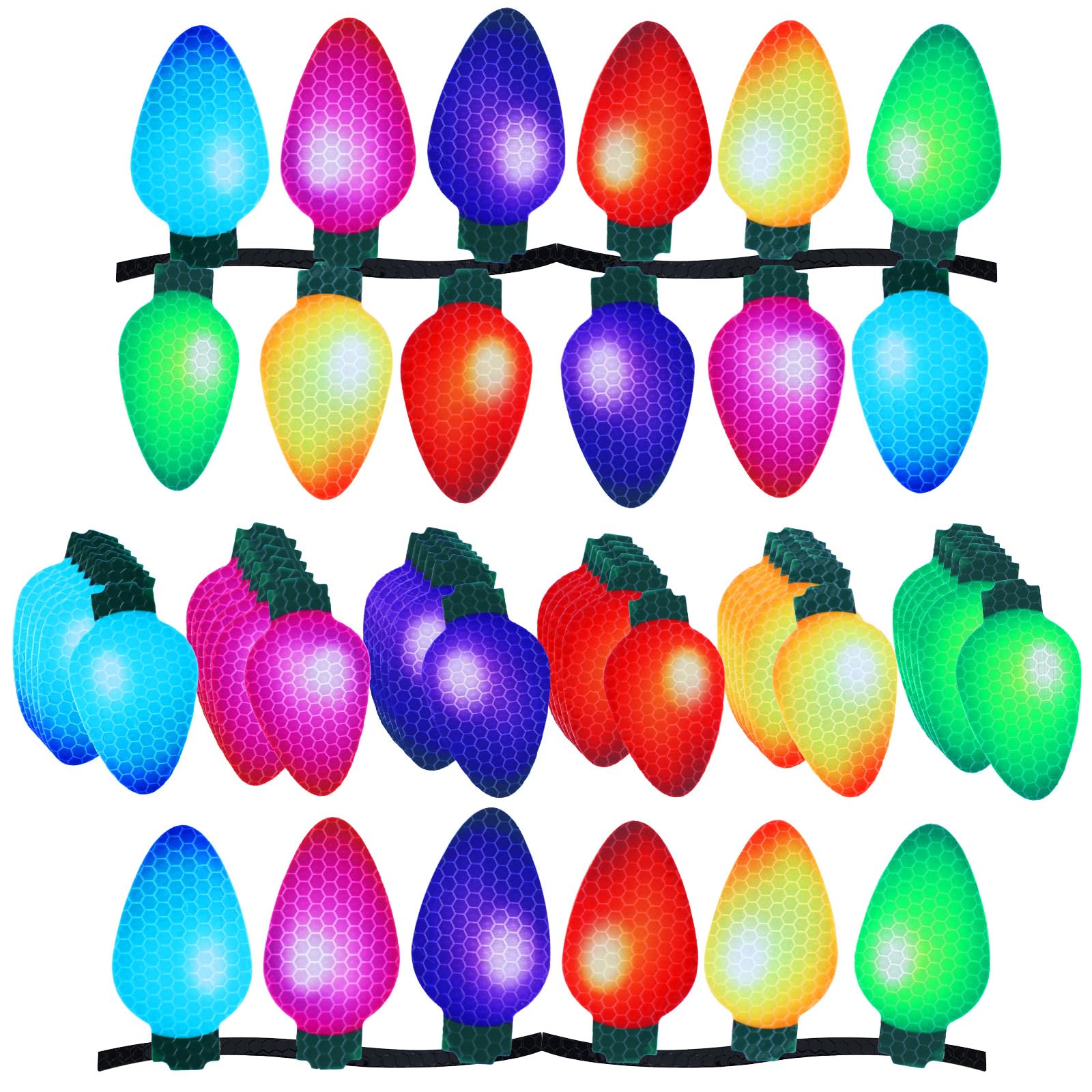 Outus 86 Pcs Christmas Car Magnets Decor Lights Car Refrigerator Stickers Reflective Bulb Lights Magnets Xmas Decor for Any Meta