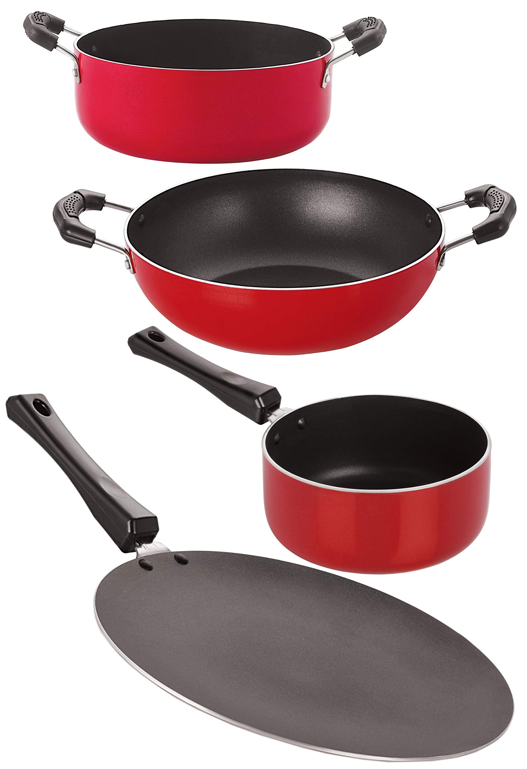 Nirlon Basics Non Induction Base NonStick Aluminium Cookware Combo Gift Set 4 Piece