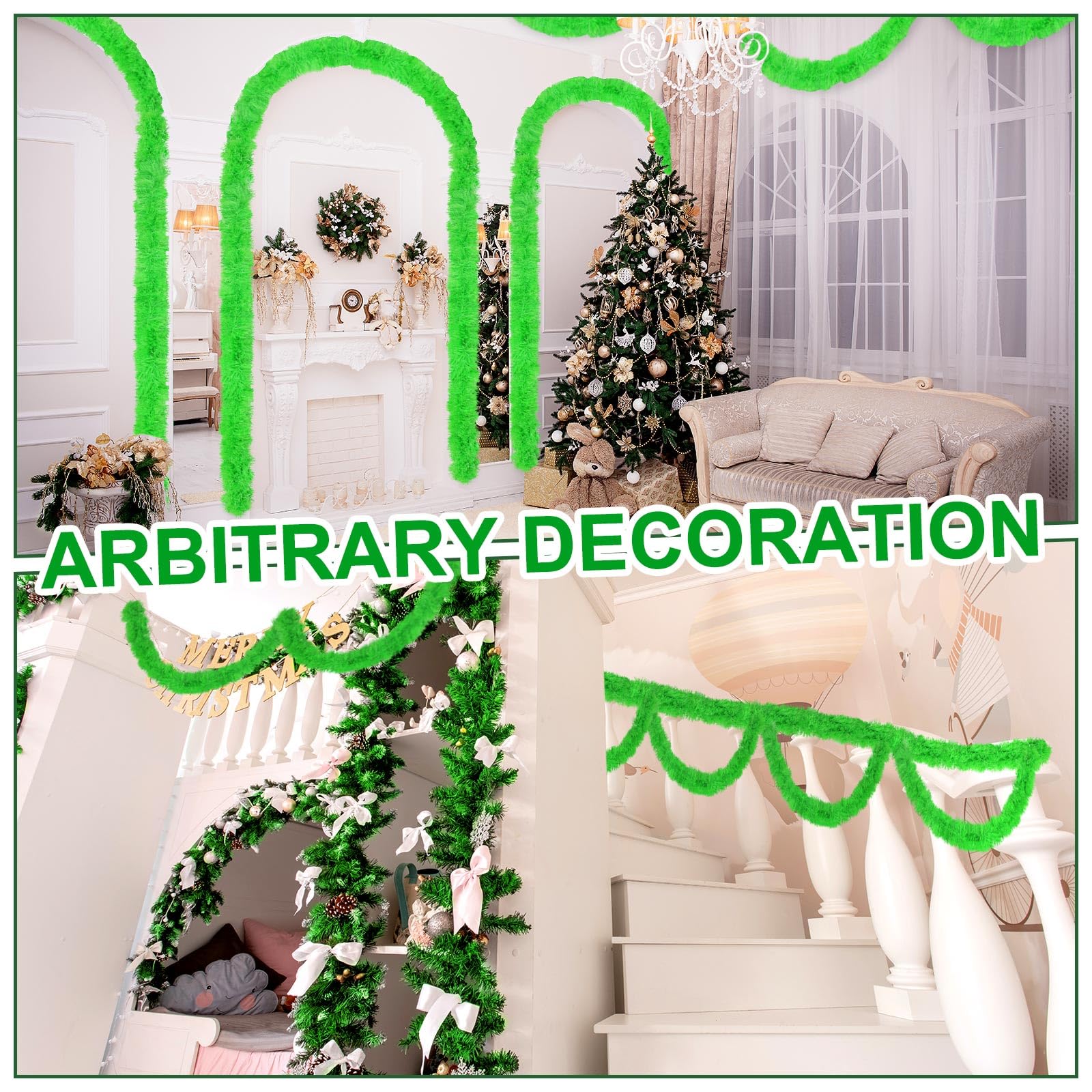 Yuxung 4 Pack Total 262 ft Lime Green Christmas Garland Non Lit Artificial Greenery Pine Garland Christmas Decorations Soft Holi