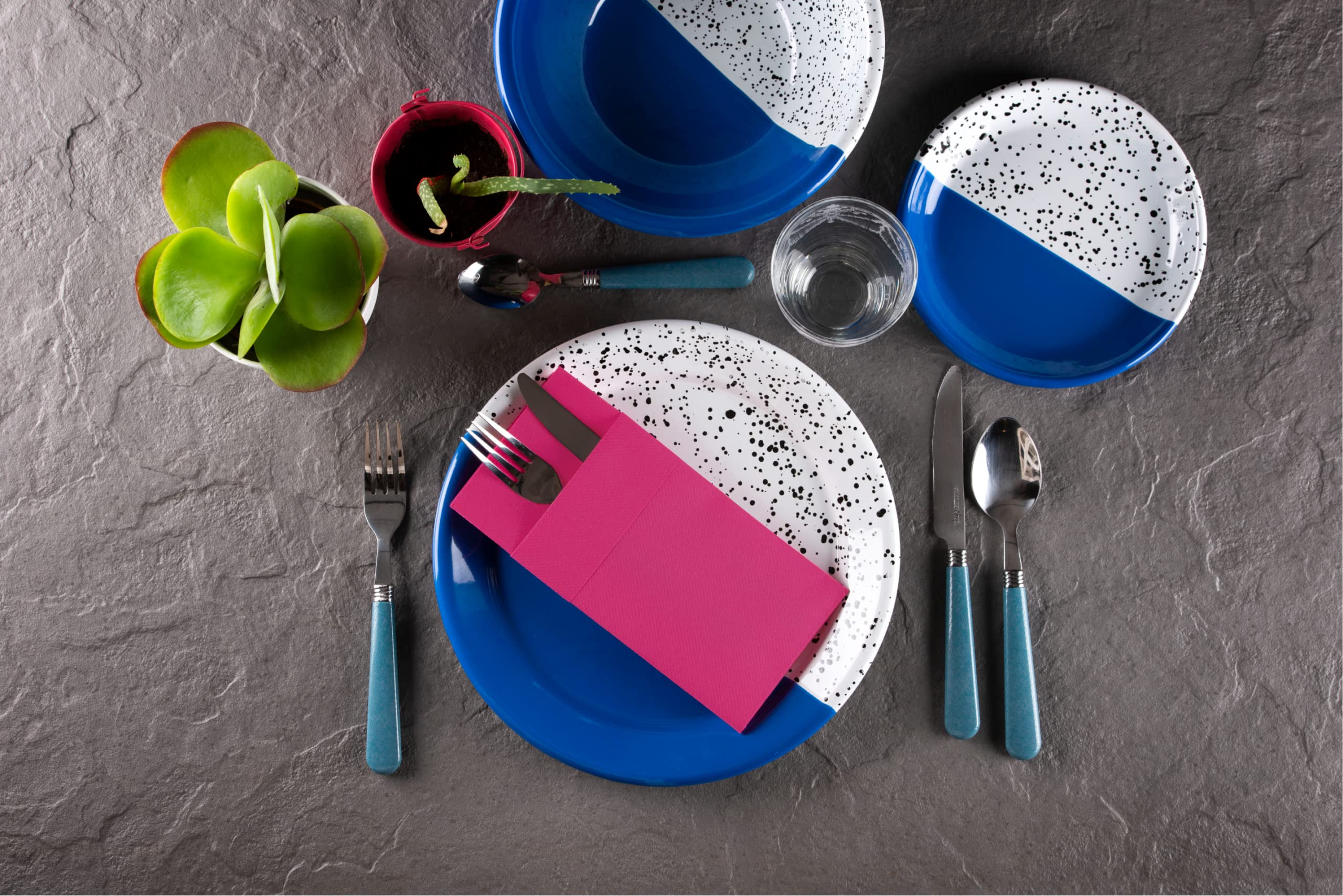 Fuchsia Dinner Napkins Cloth Like with Built-in Flatware Pocket  Linen-Feel Absorbent Disposable Paper Hand Napkins for Kitchen  Bathroom  Parties  Weddings  Dinners or Events  1/8 Fold  Pack of 50