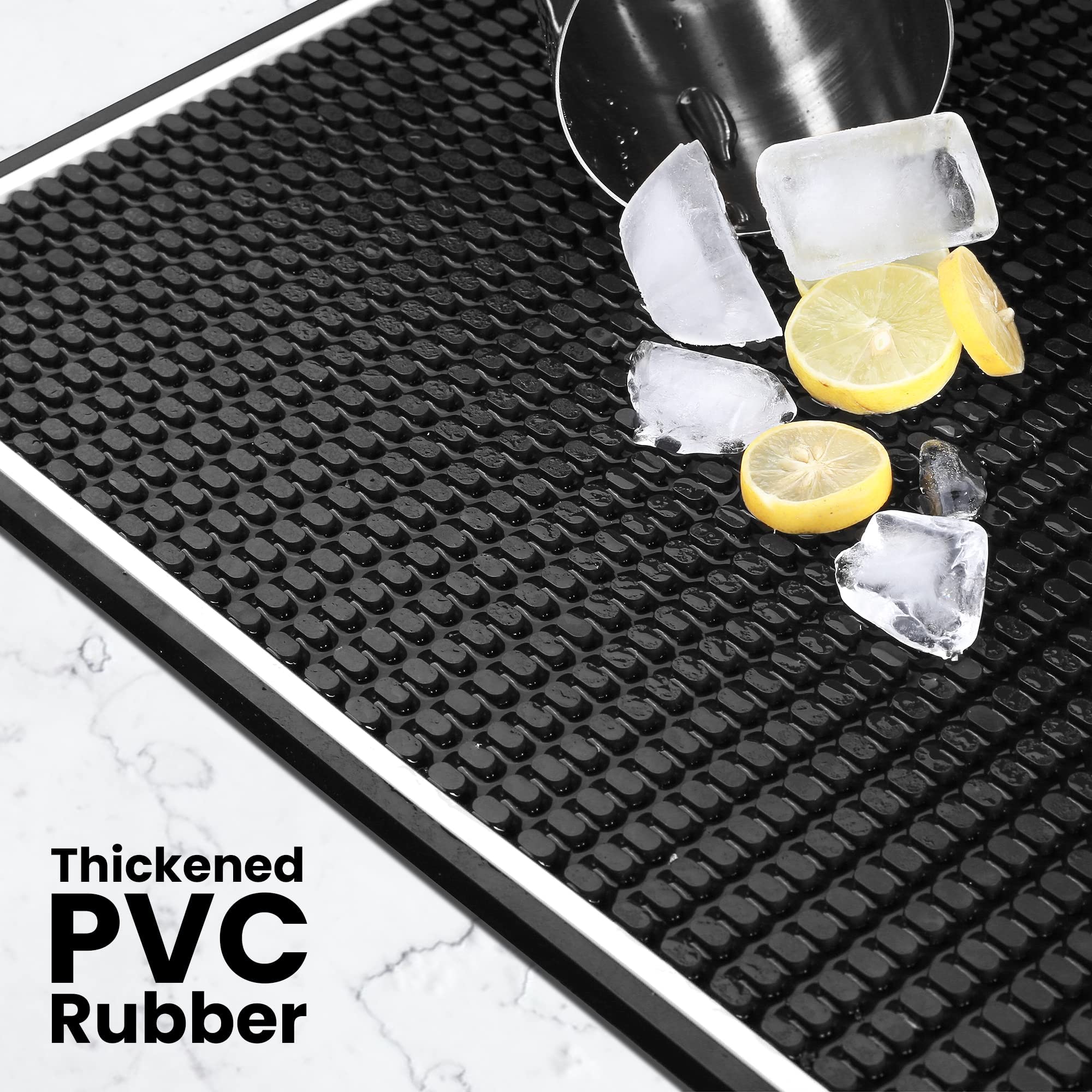 Khokhas - Coffee Bar Mats For Countertop 18 X 12 Inch Thick With Extra Two Coasters, White Border Bar Mat Spill Mat Slip Resista