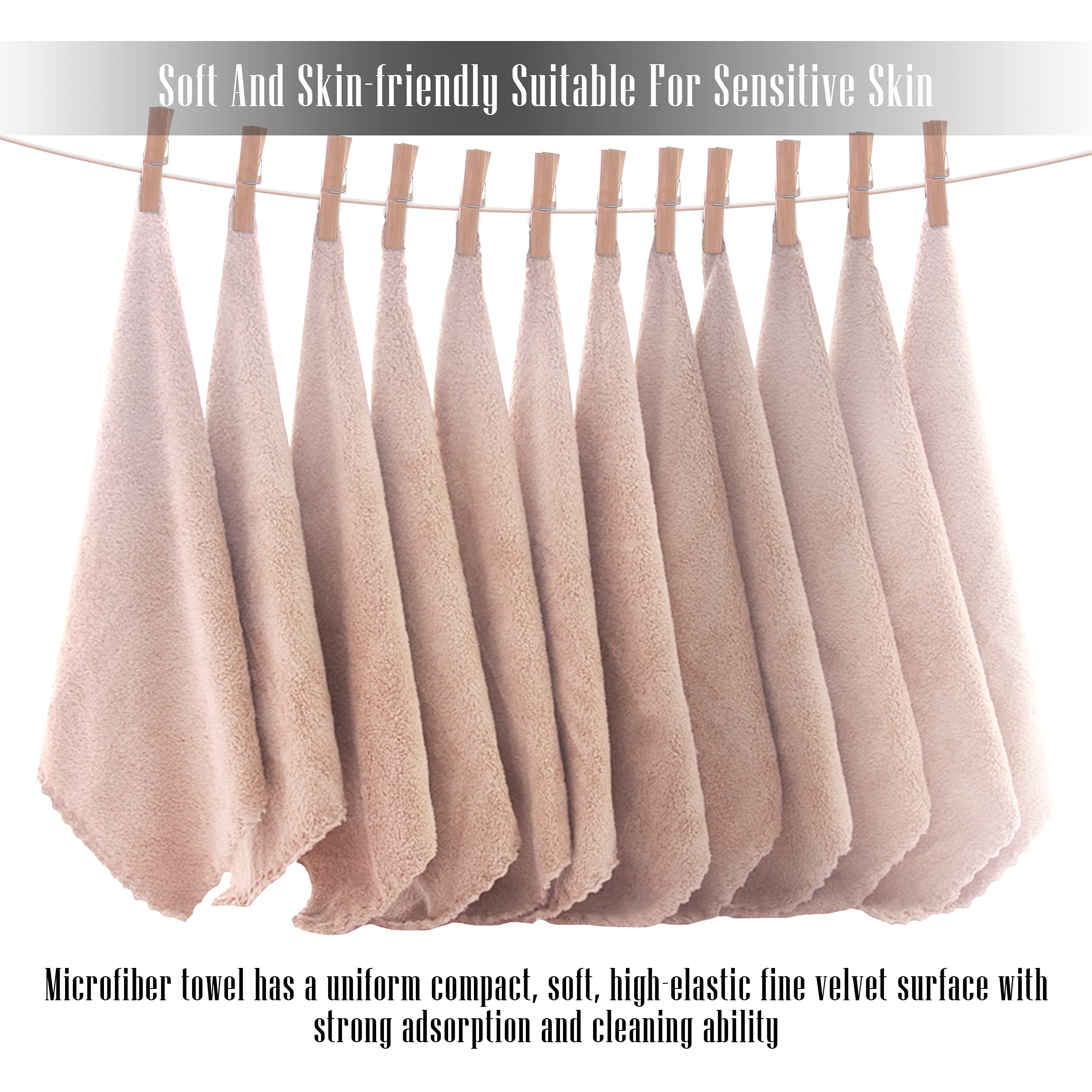 TENSTARS 12 Pack Premium Washcloths Set - Quick Drying - Soft Microfiber Coral Velvet Highly Absorbent Wash Clothes - Multipurpose Use as Bath Fitness  Spa  Facial  Fingertip Towel (Brown)