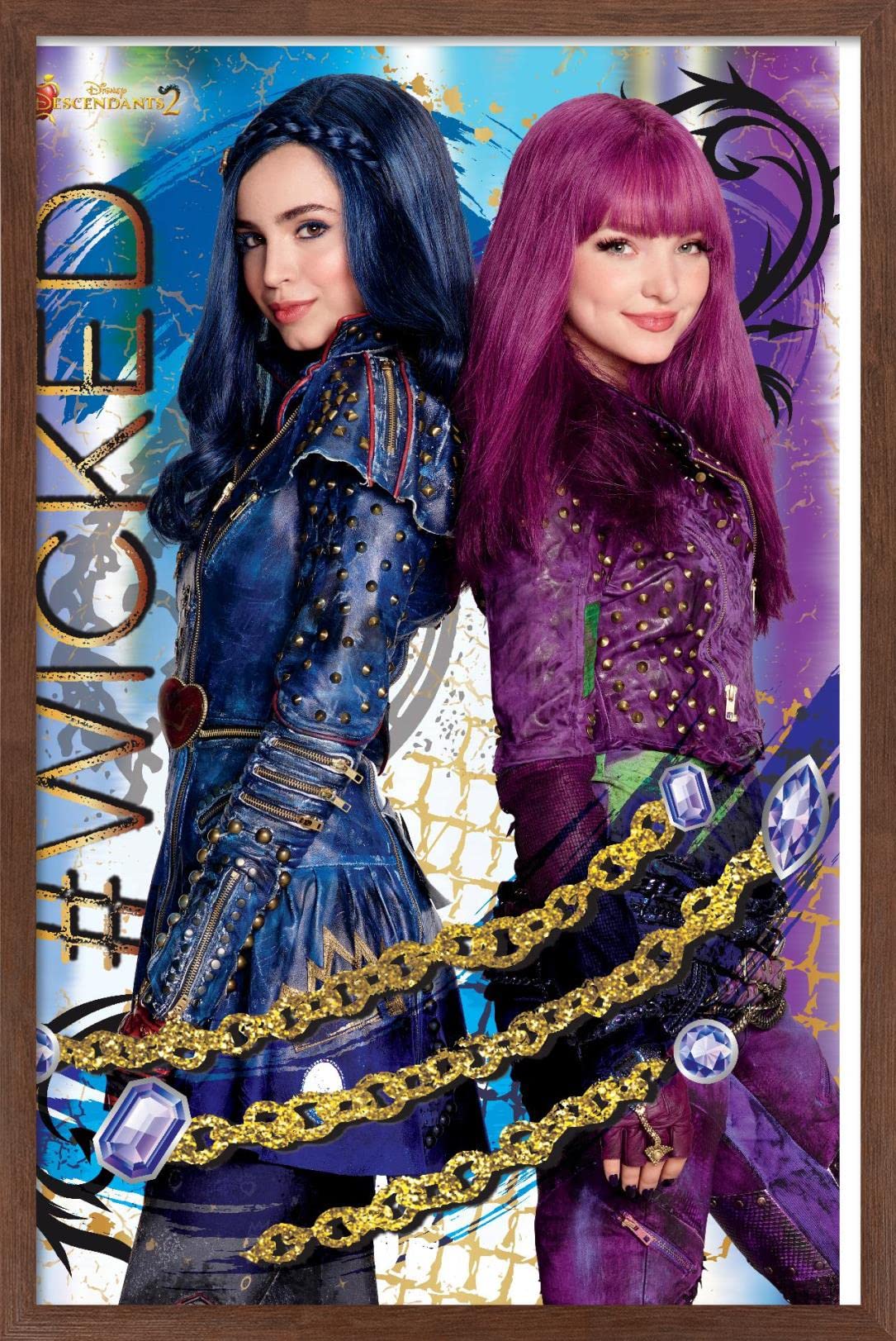 Trends International Disney Descendants 2 - Wicked Wall Poster, 14.725'' X 22.375'', Mahogany Framed Version