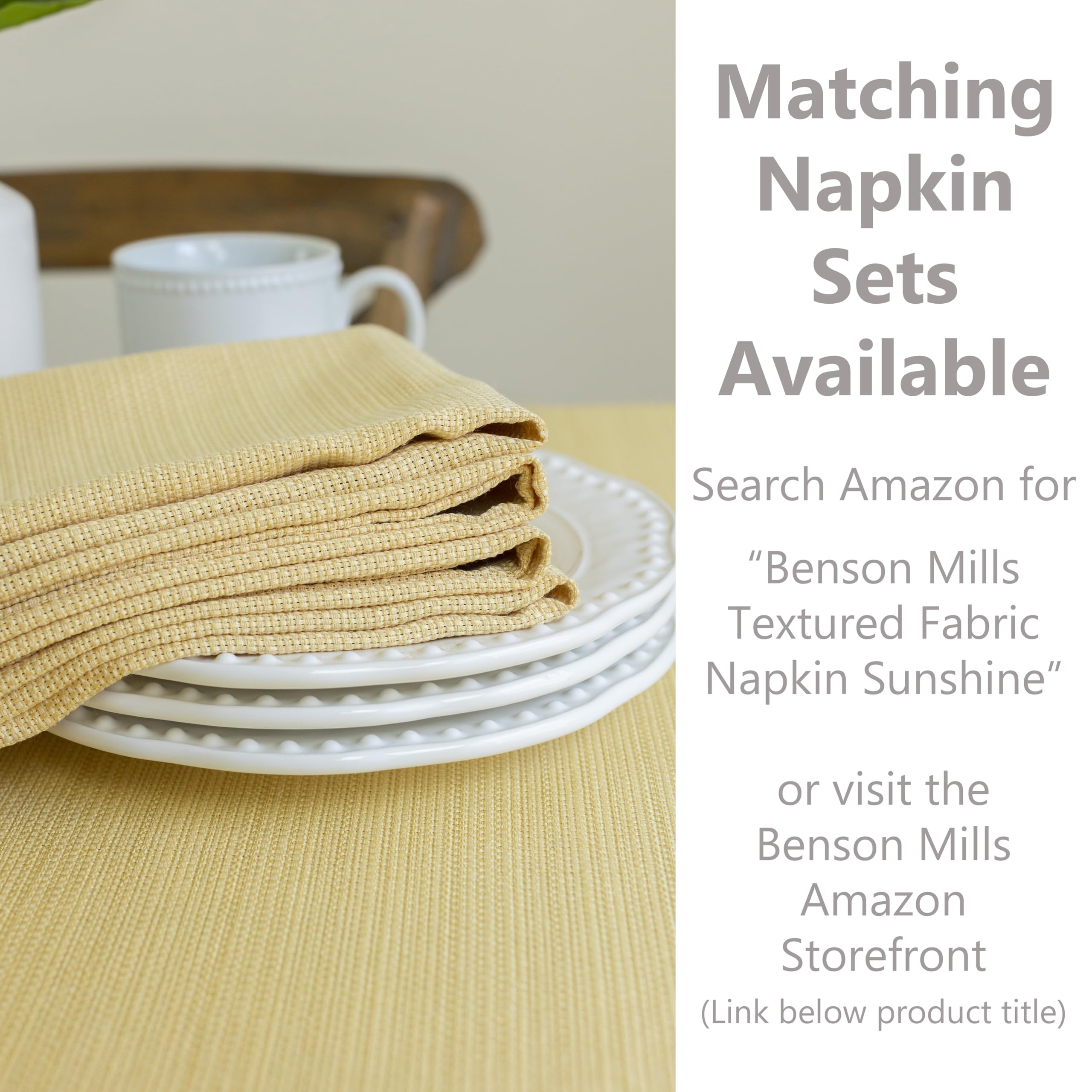 Benson Mills Cameron Textured Fabric Table Cloth, for Everyday Home Dining, Parties, Fall, Autumn, Holiday, and Thanksgiving Tab