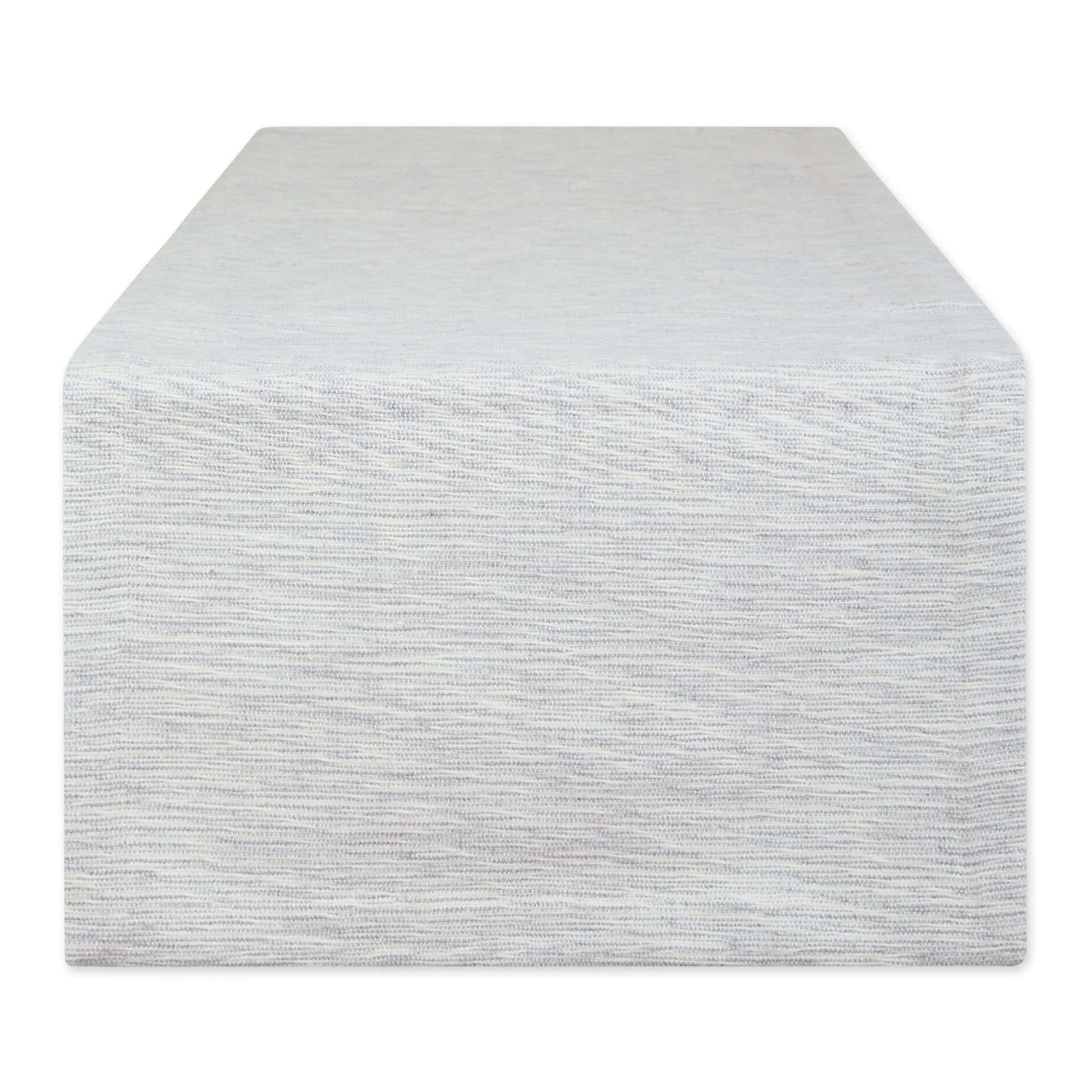 LIGHT GRAY AND OFF-WHITE TONAL RECYCLED COTTON SLUBBY RIB TABLE RUNNER 14x108