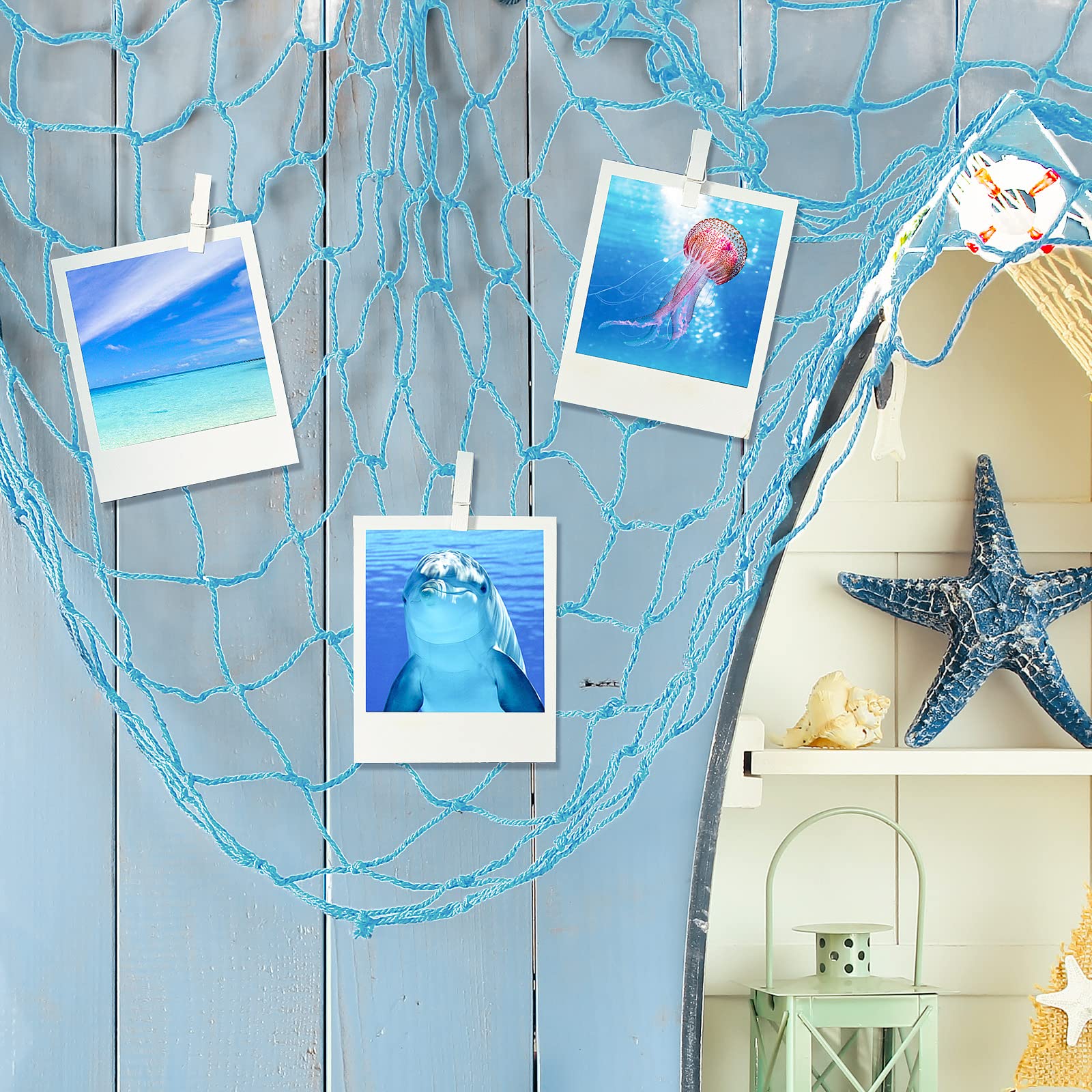 6 Pack Natural Fish Net Decorative Cotton Fishnet for Pirate, Mermaid, Nautical, Hawaii Luau, Ocean Themed Wall Hanging Beach Ba